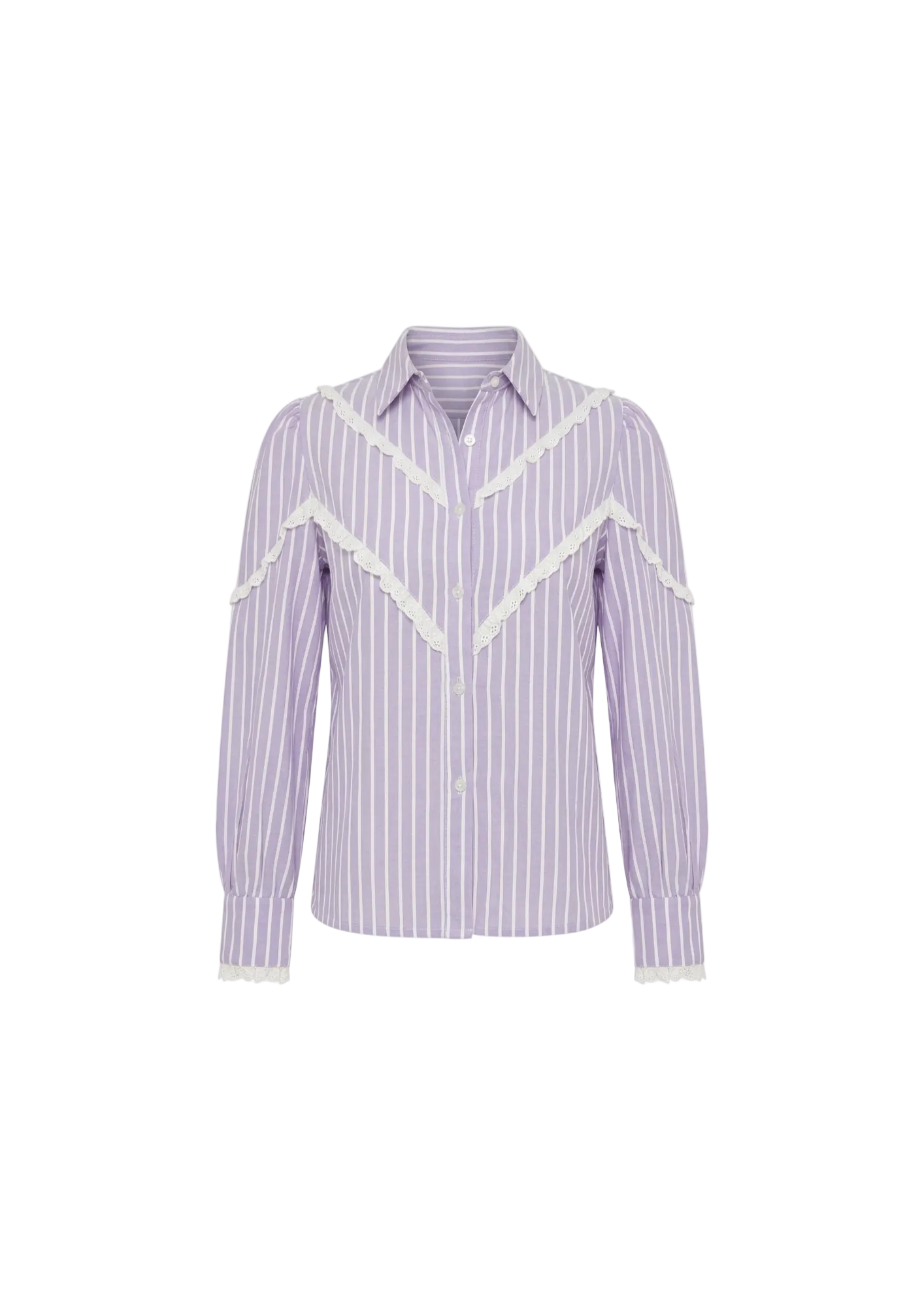 Camisa Lila Rayas & Encaje