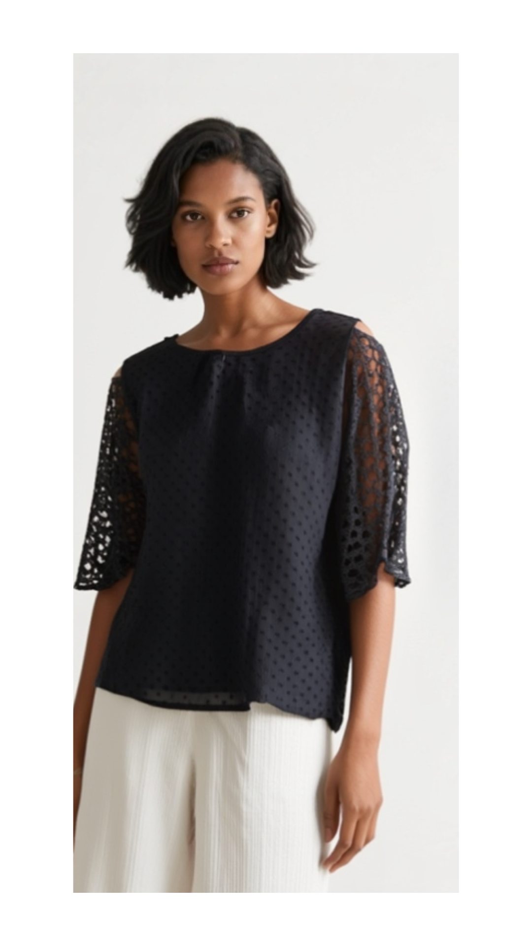 Blusa Negra Mangas Encaje