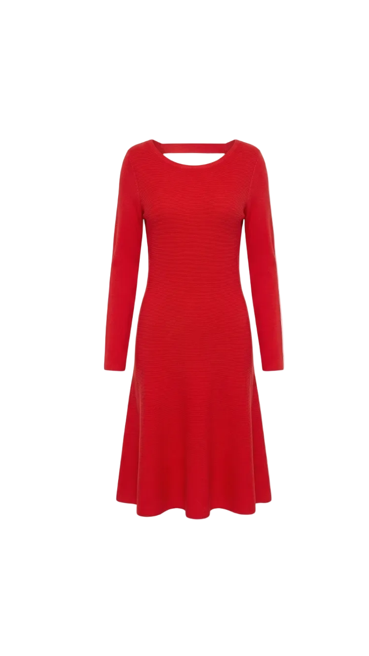 Vestido Tejido en Punto Rojo