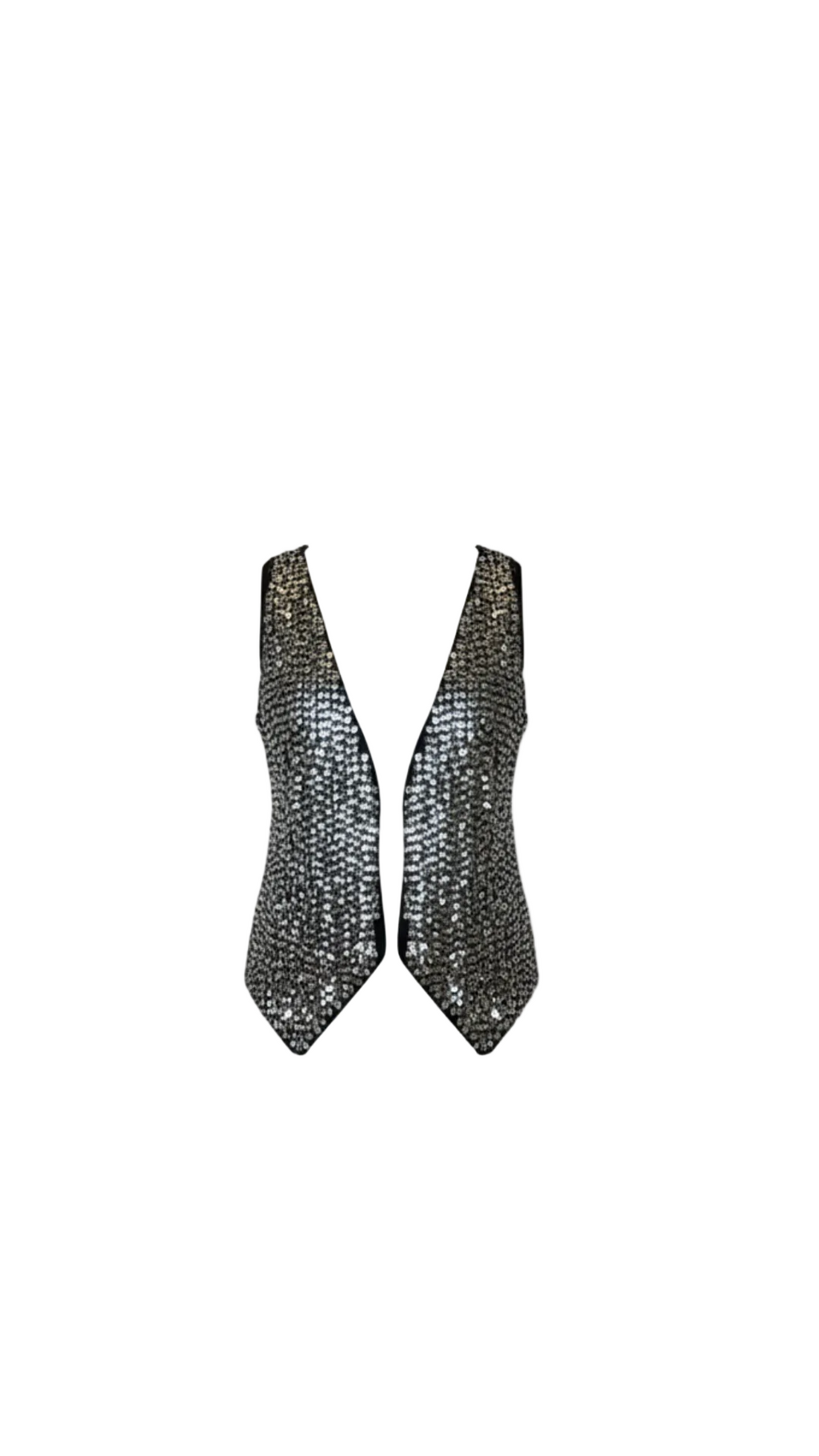 Chaleco Lentejuelas Plateadas Open Front