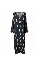 VESTIDO TOGA NEGRO ESTAMPADO DE FLORES
