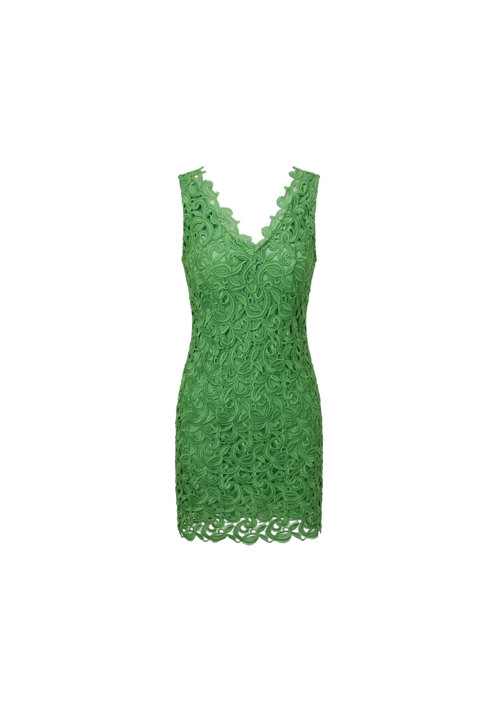Vestido Mini en Encaje Floral Verde Esmeralda