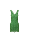 Vestido Mini en Encaje Floral Verde Esmeralda