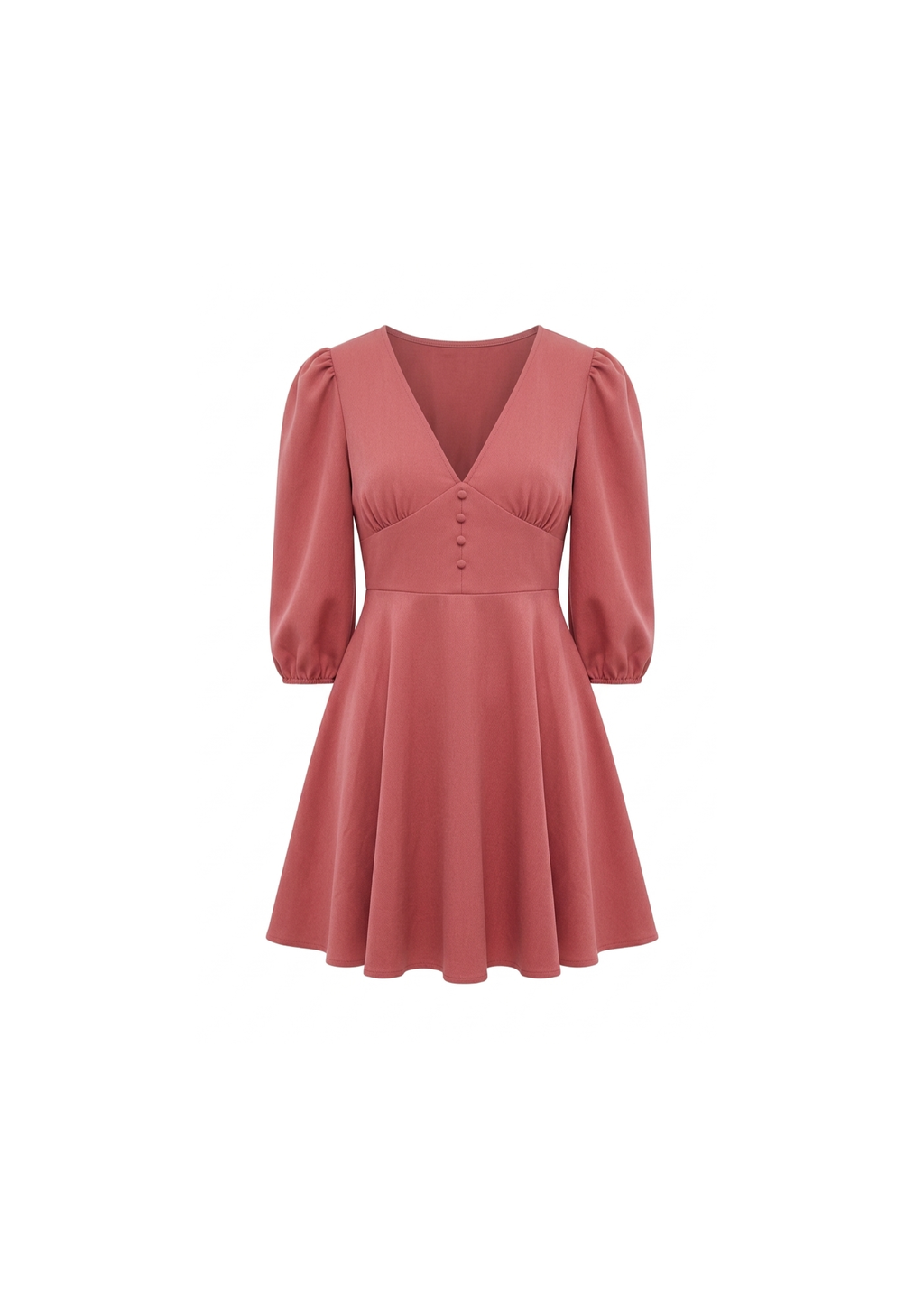 Vestido Rosa Puff Botones