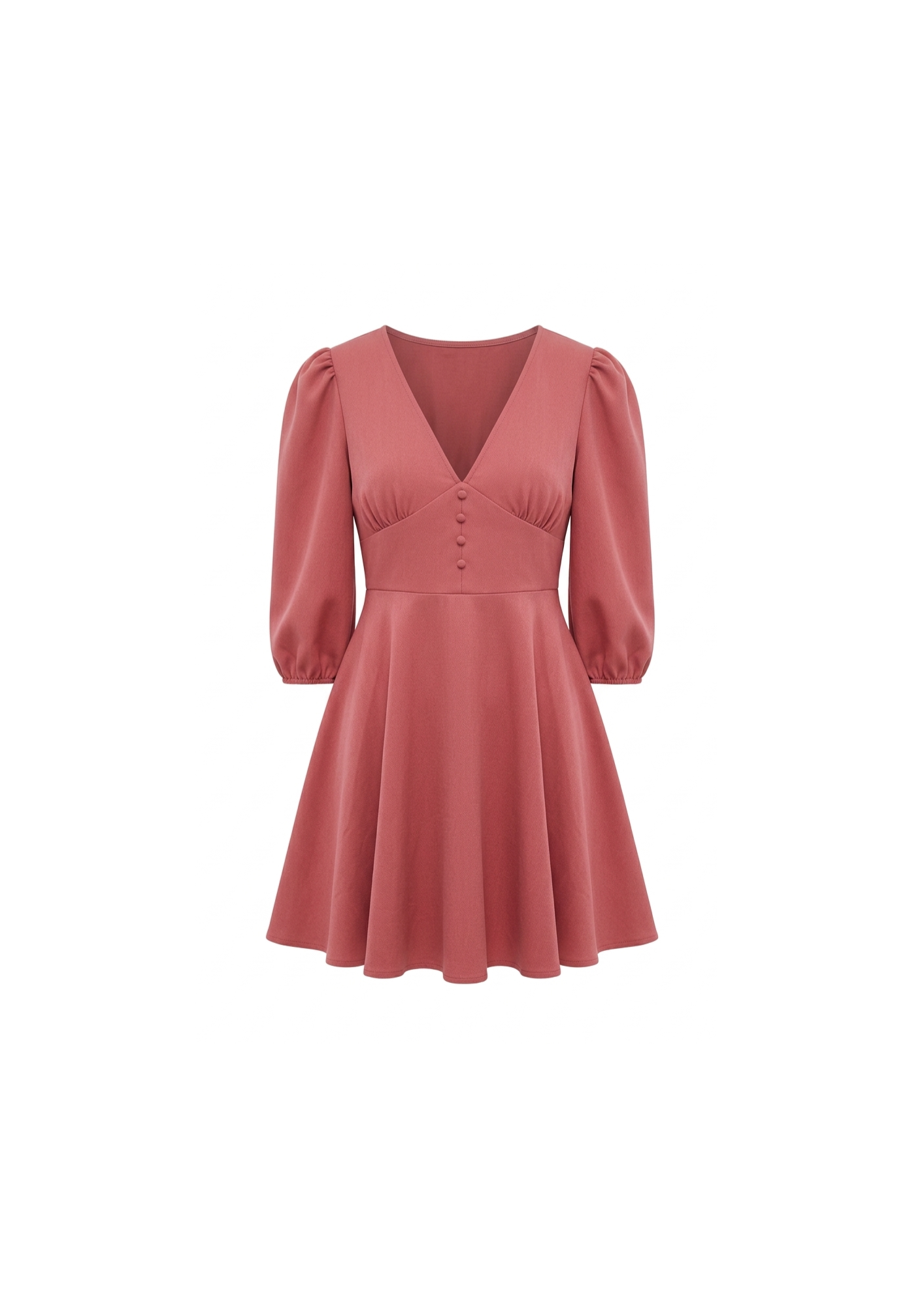 Vestido Rosa Puff Botones