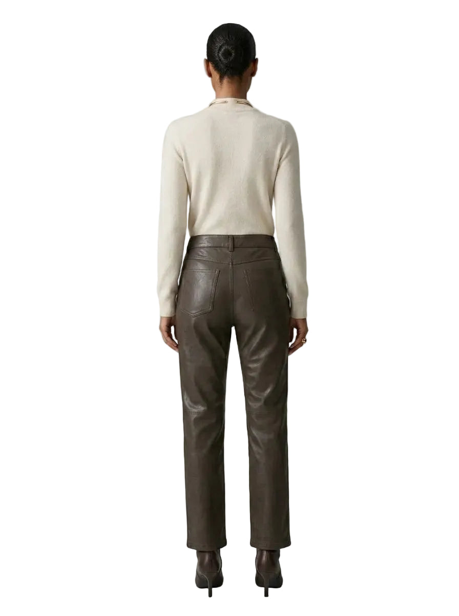 Pantalón Straight Coated Tabaco