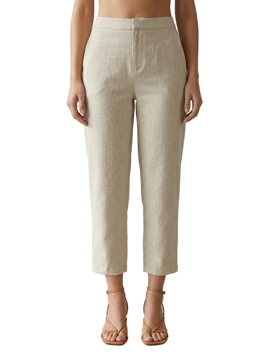 Pantalón tobillero de lino arena natural