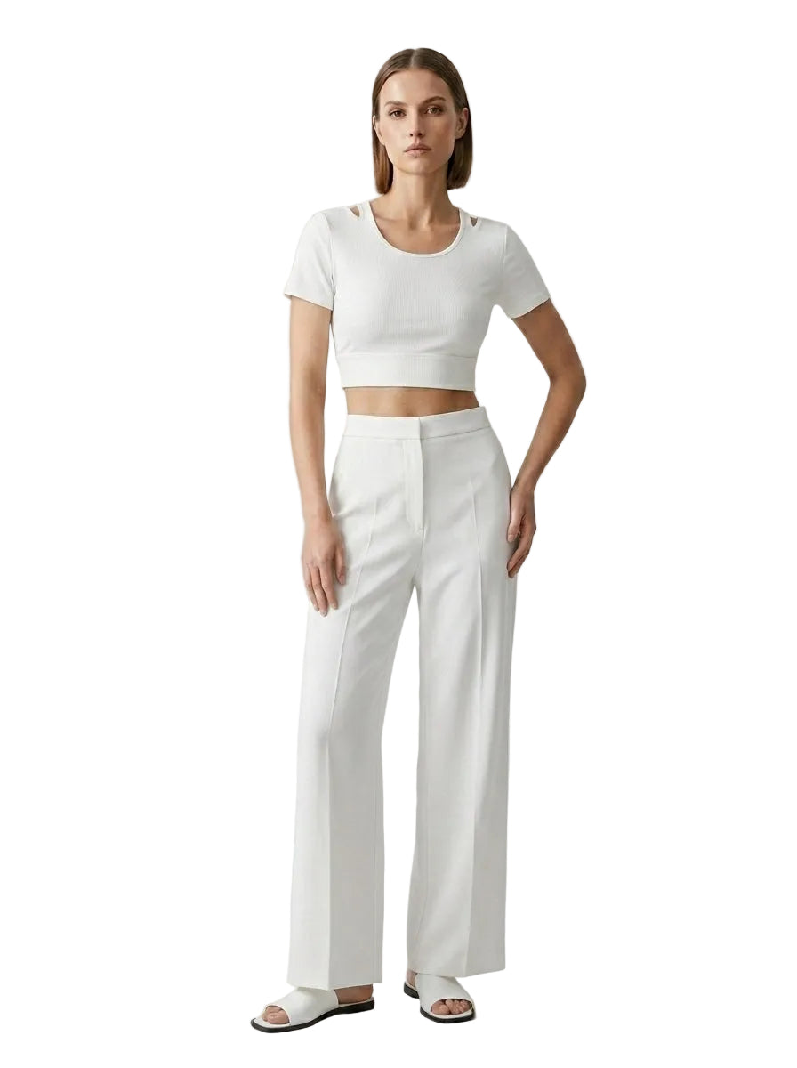 Top crop espalda cruzada con mangas blanco