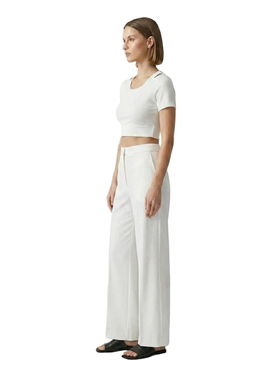 Top crop espalda cruzada con mangas blanco