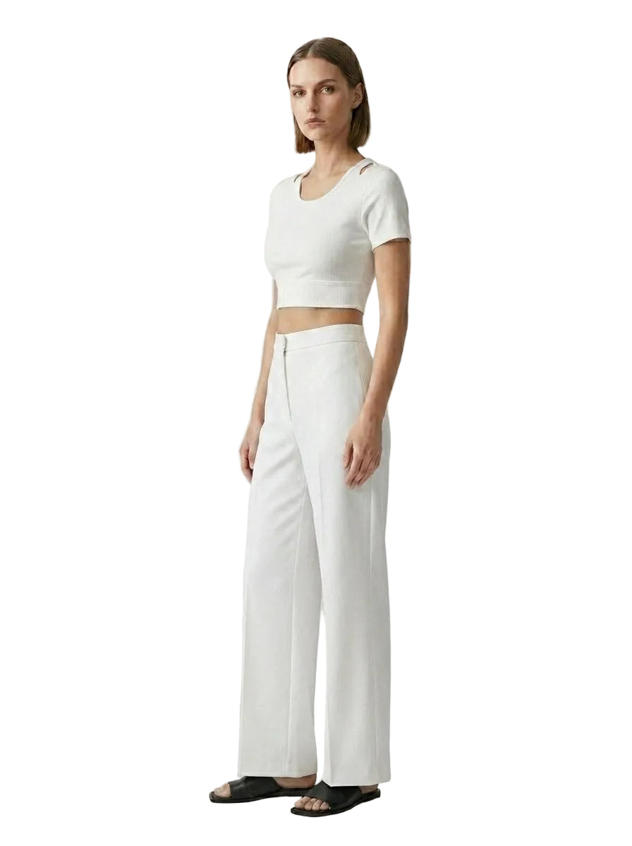 Top crop espalda cruzada con mangas blanco