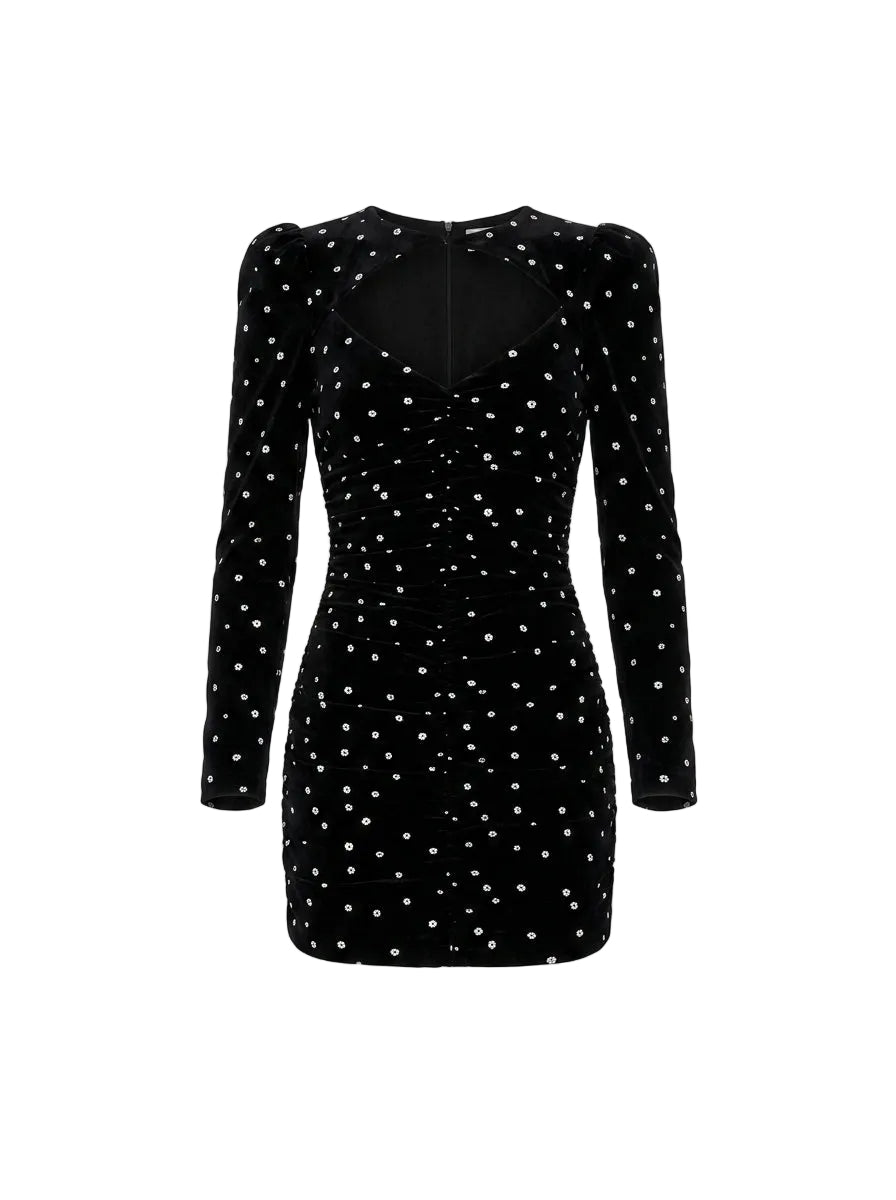 Vestido Mini con Estampado Floral Negro