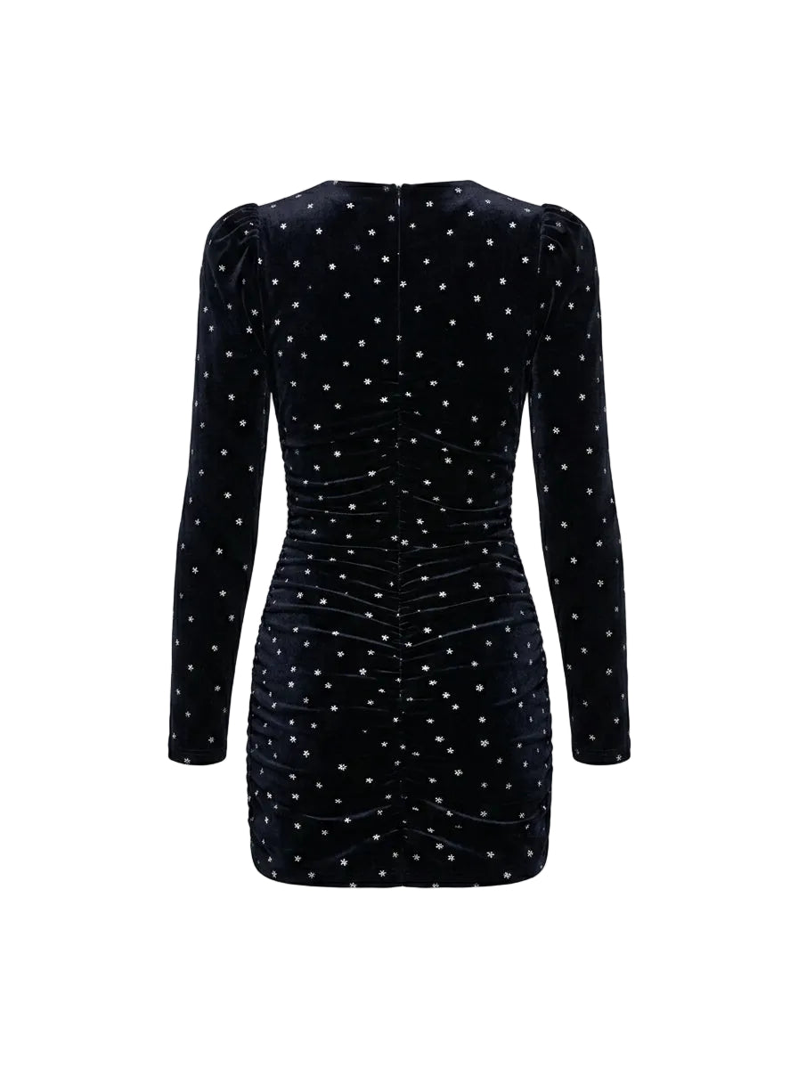 Vestido Mini con Estampado Floral Negro