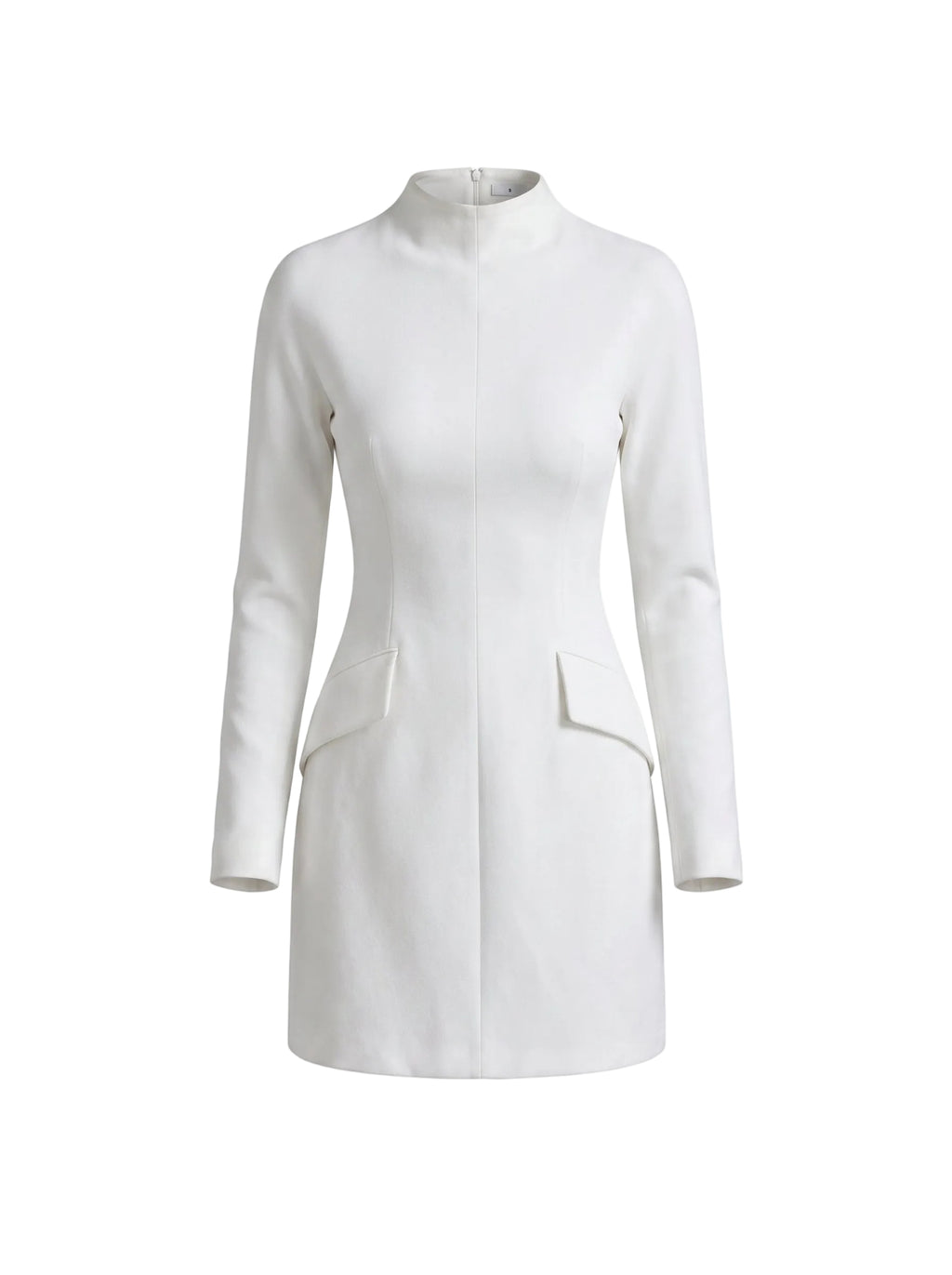 Vestido Mini Estructurado con Cuello Alto Blanco Marfil