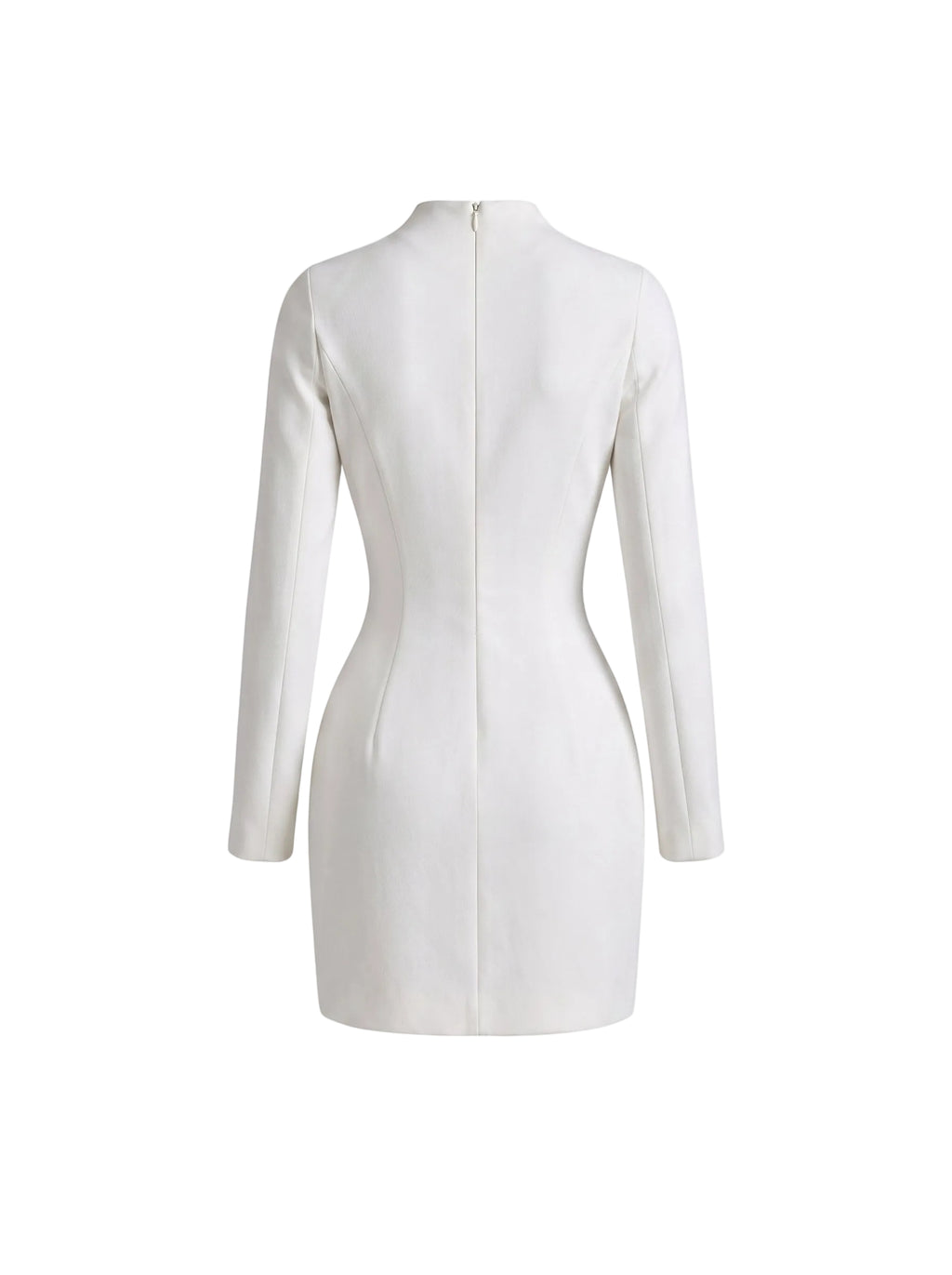 Vestido Mini Estructurado con Cuello Alto Blanco Marfil