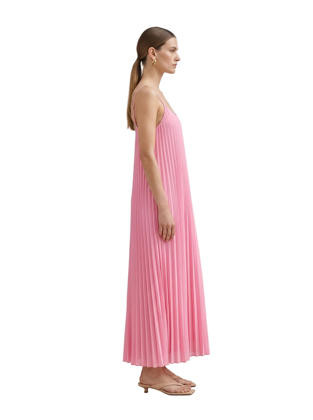 Vestido Maxi Plisado Rosa