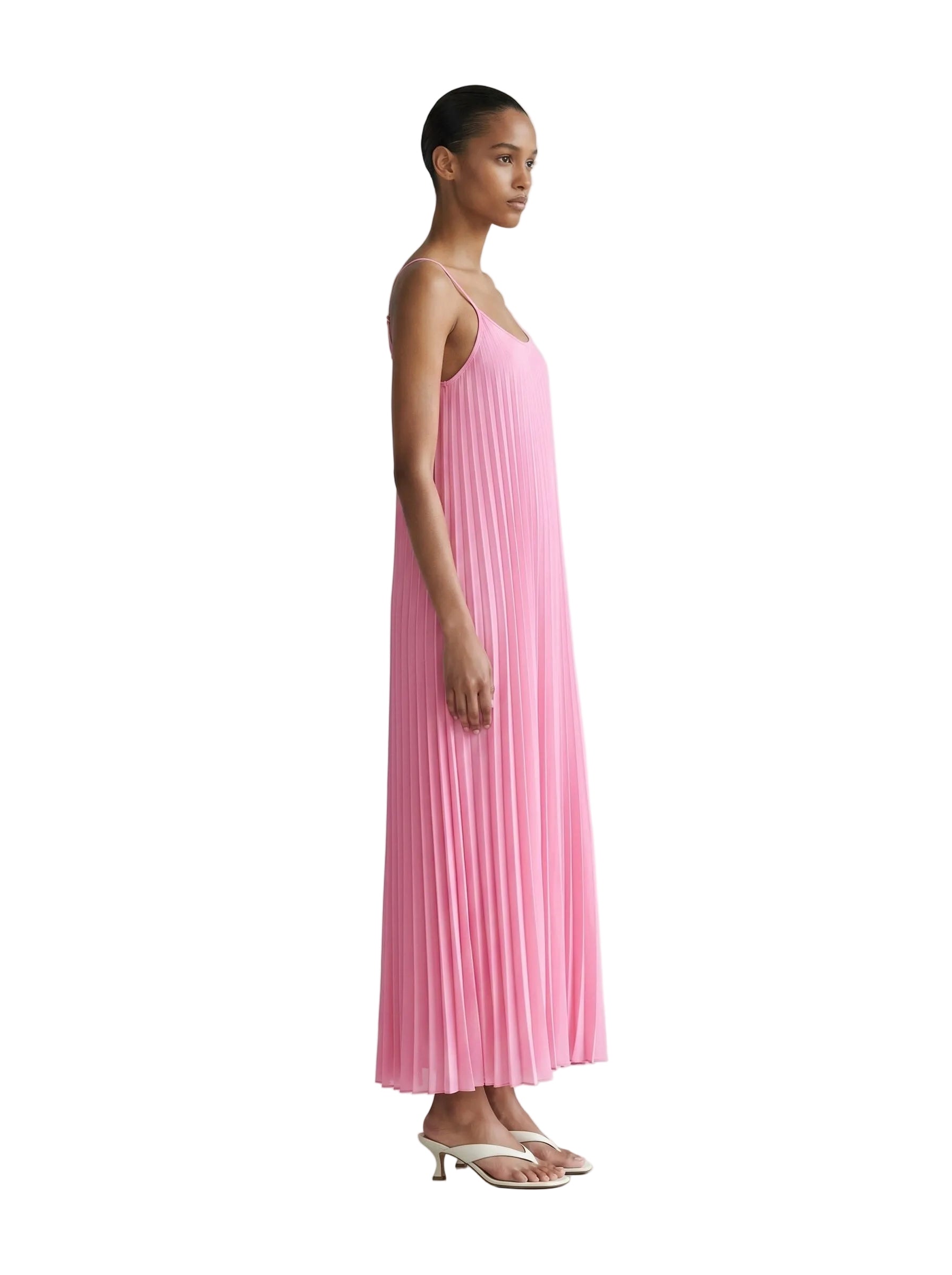 Vestido Maxi Plisado Rosa