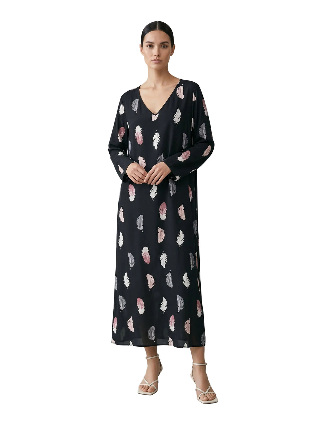 VESTIDO TOGA NEGRO ESTAMPADO DE FLORES
