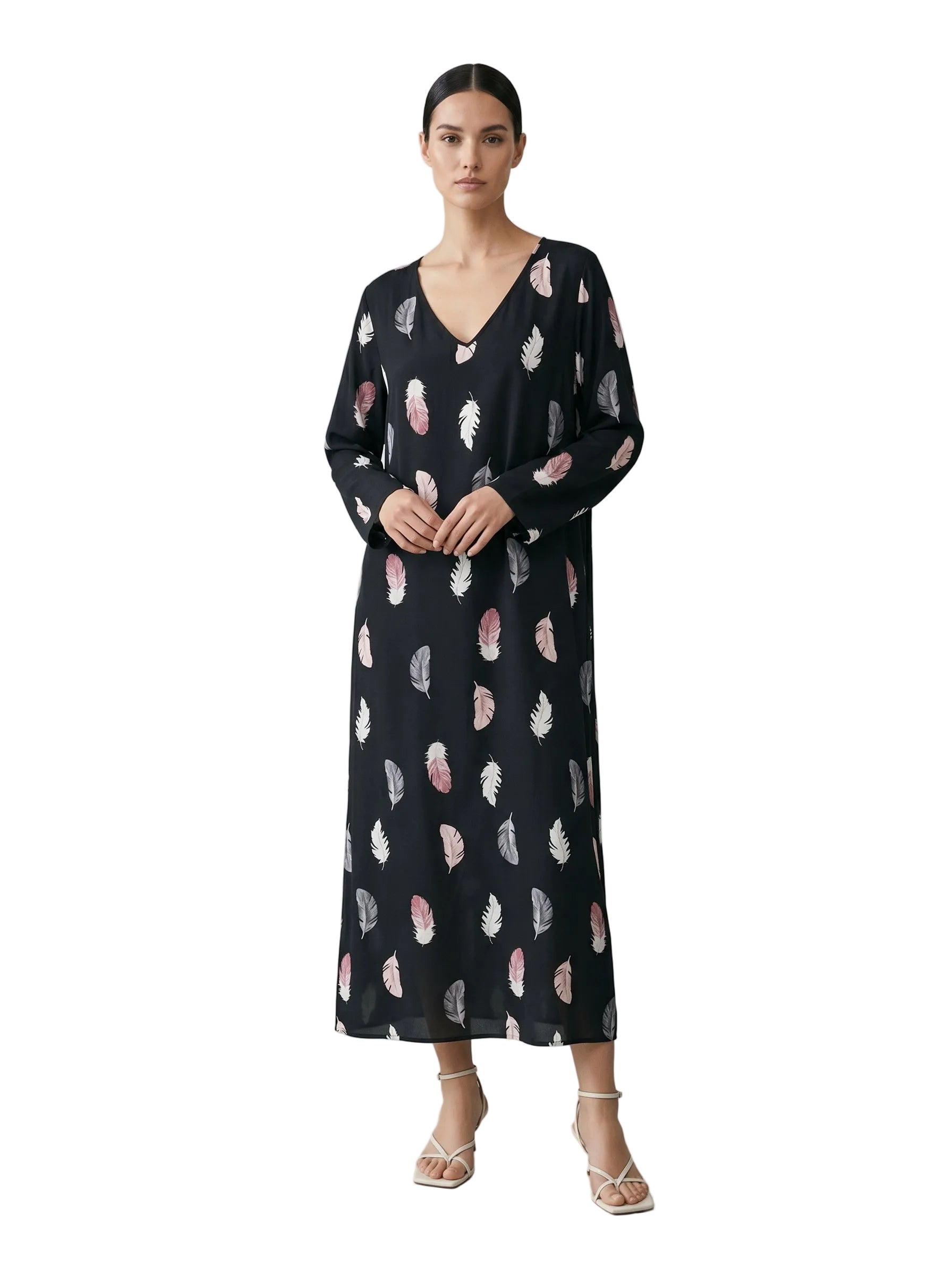 VESTIDO TOGA NEGRO ESTAMPADO DE FLORES