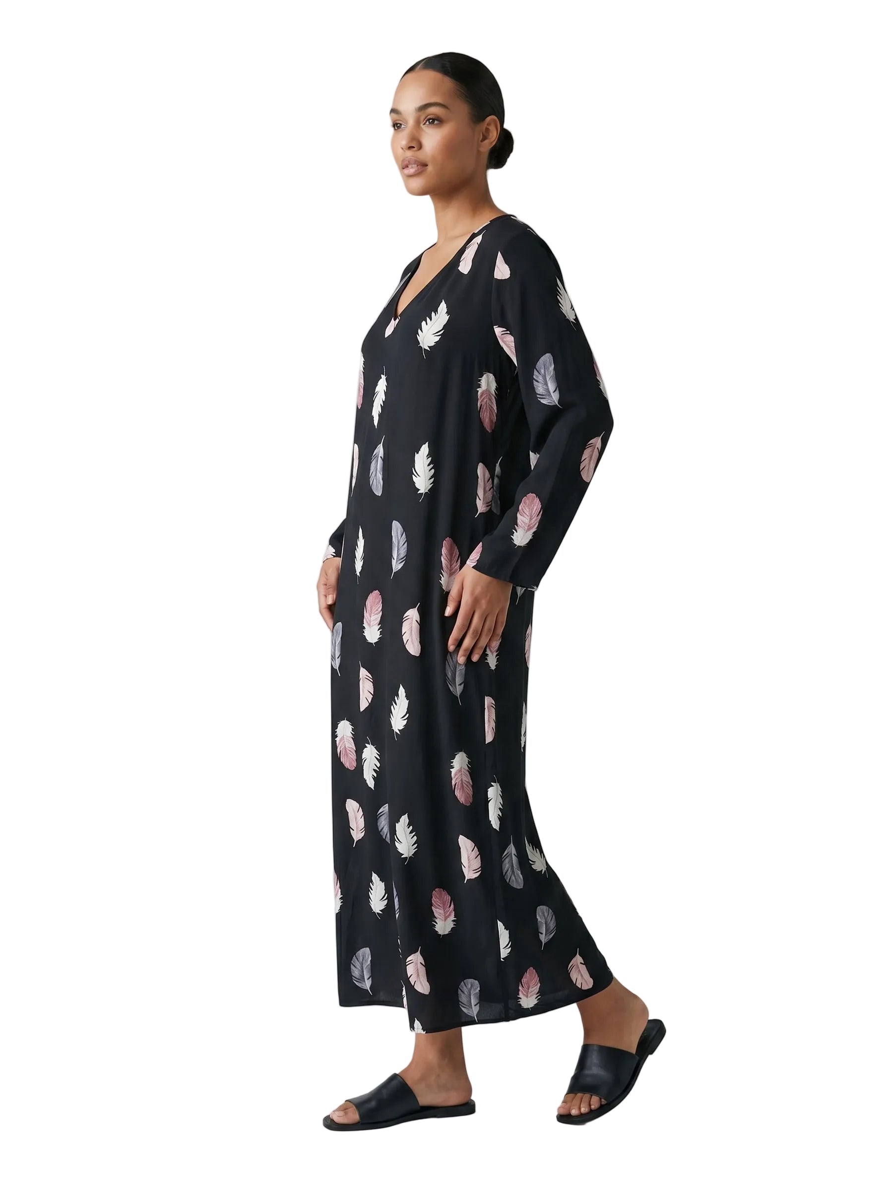 VESTIDO TOGA NEGRO ESTAMPADO DE FLORES