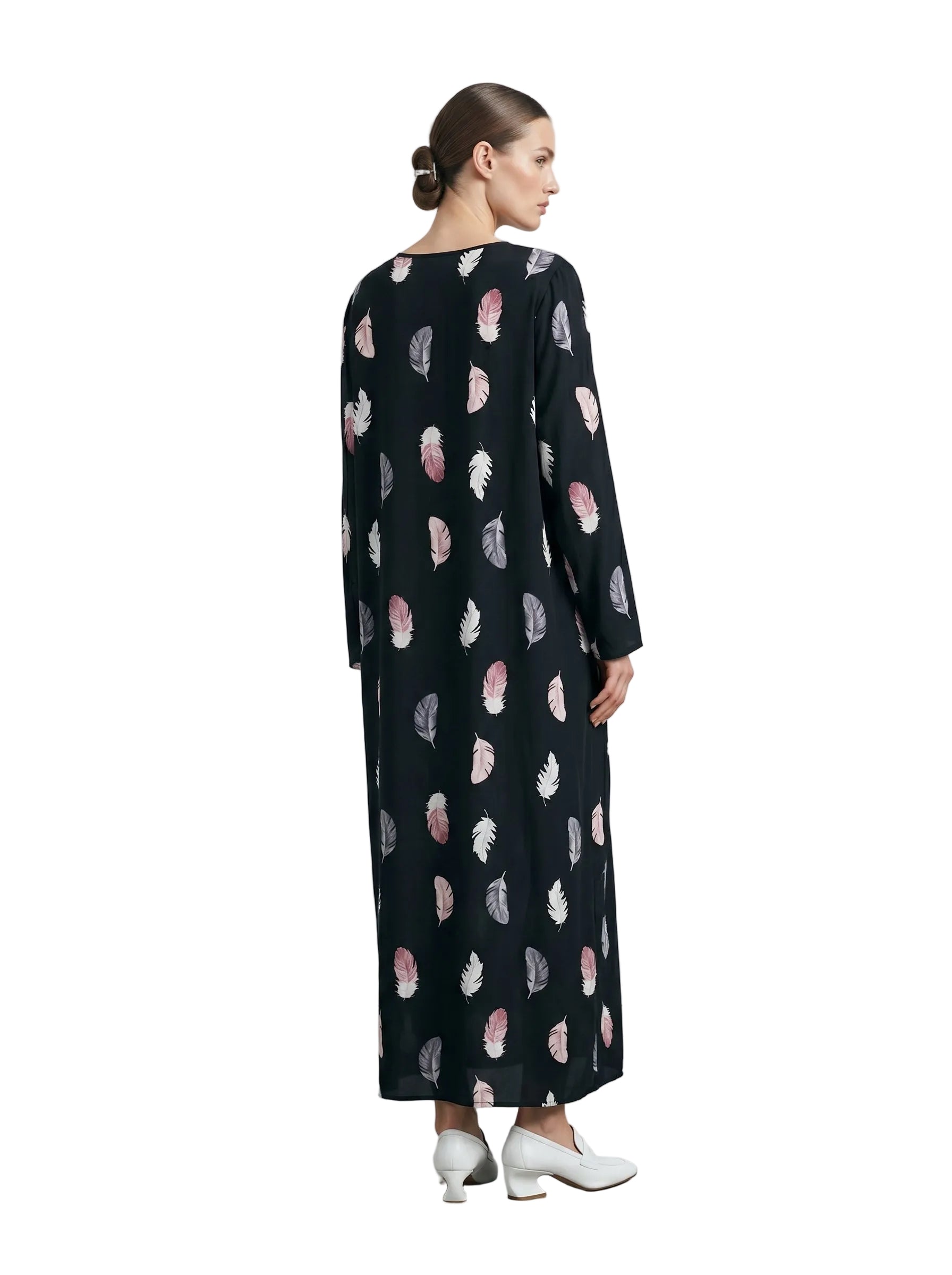 VESTIDO TOGA NEGRO ESTAMPADO DE FLORES