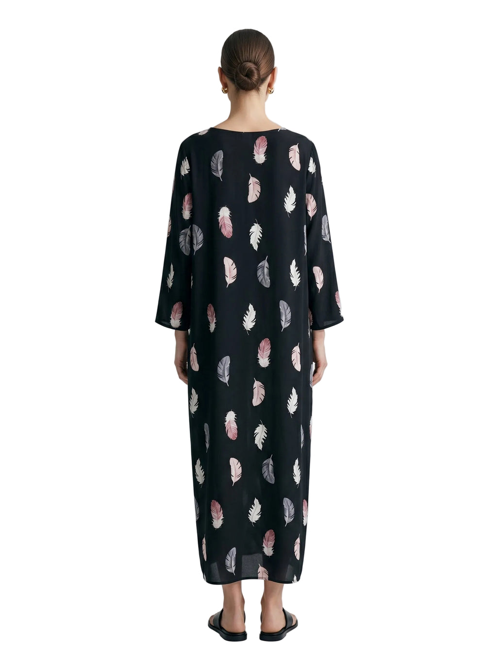 VESTIDO TOGA NEGRO ESTAMPADO DE FLORES