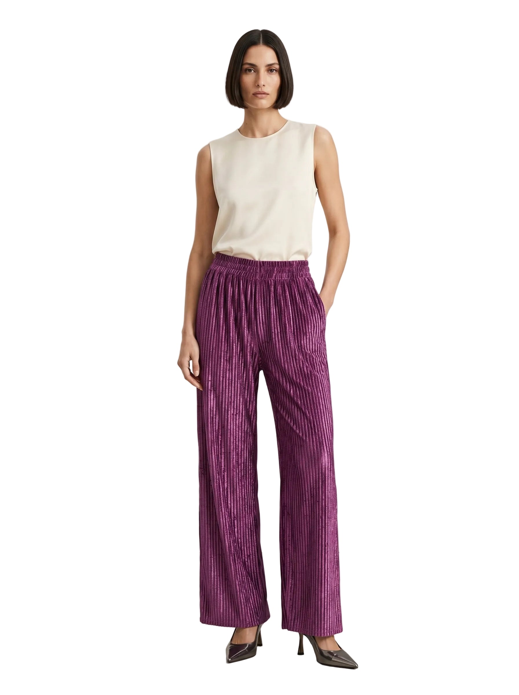 PANTALON PETITE TERCIOPELO BORGONA