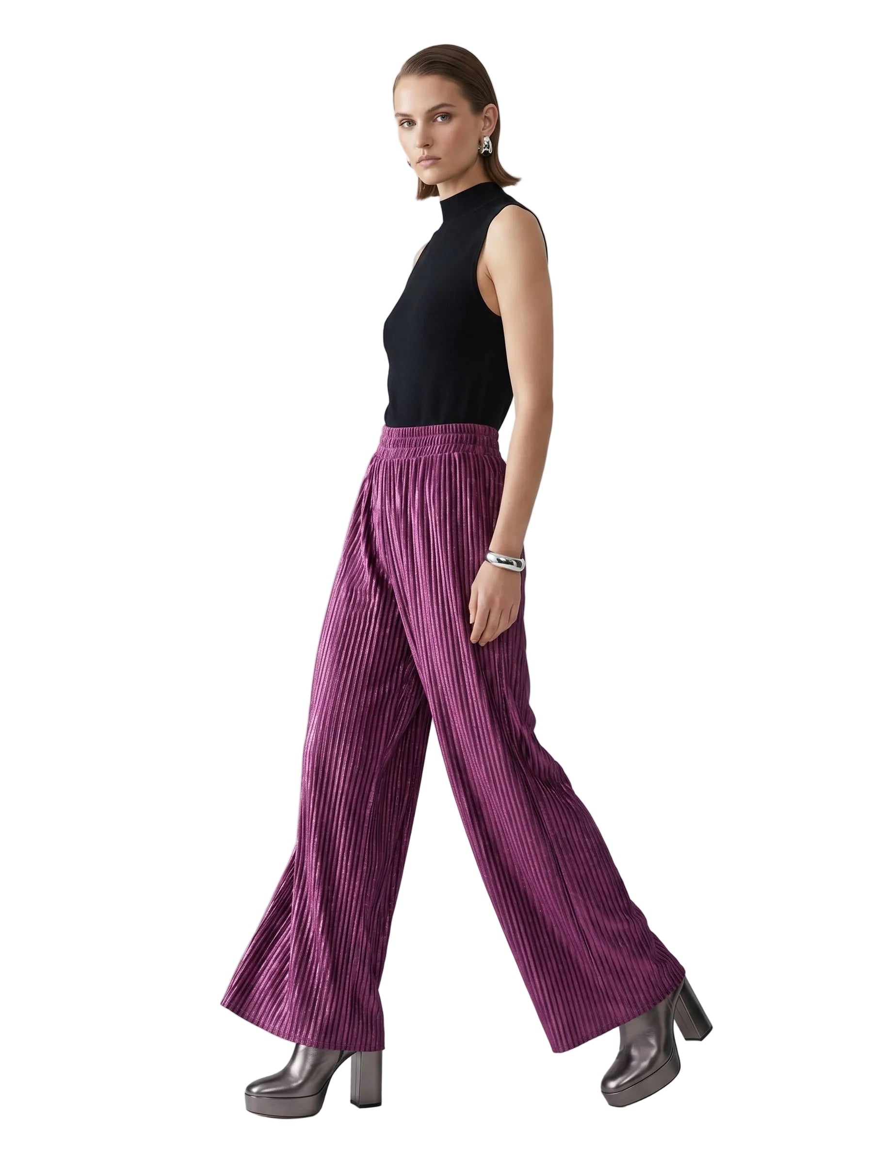 PANTALON PETITE TERCIOPELO BORGONA