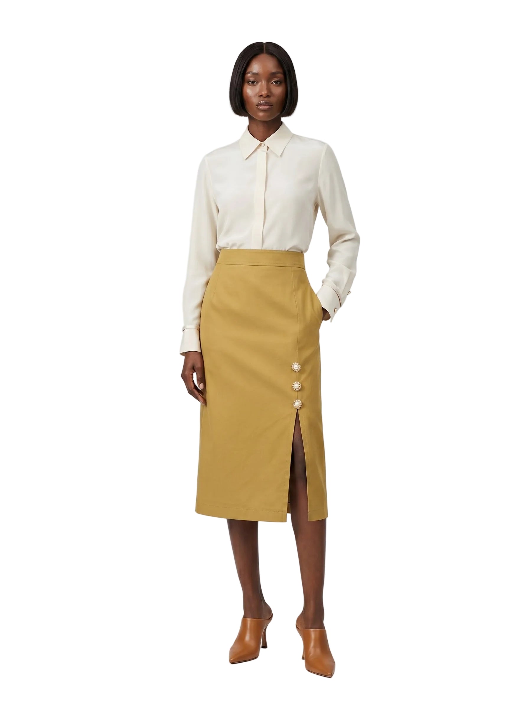 FALDA MIDI TERRACOTA SASTRE