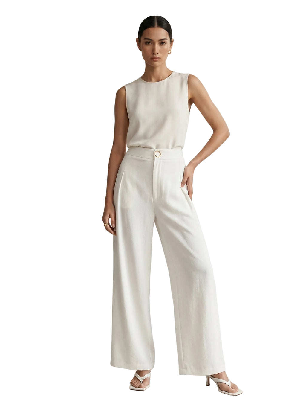 Pantalón bota ancha blanco