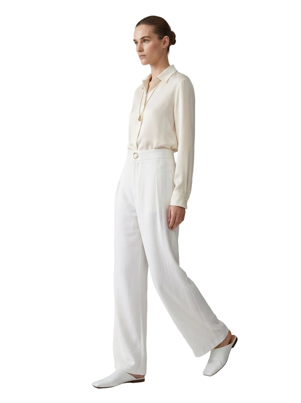 Pantalón bota ancha blanco