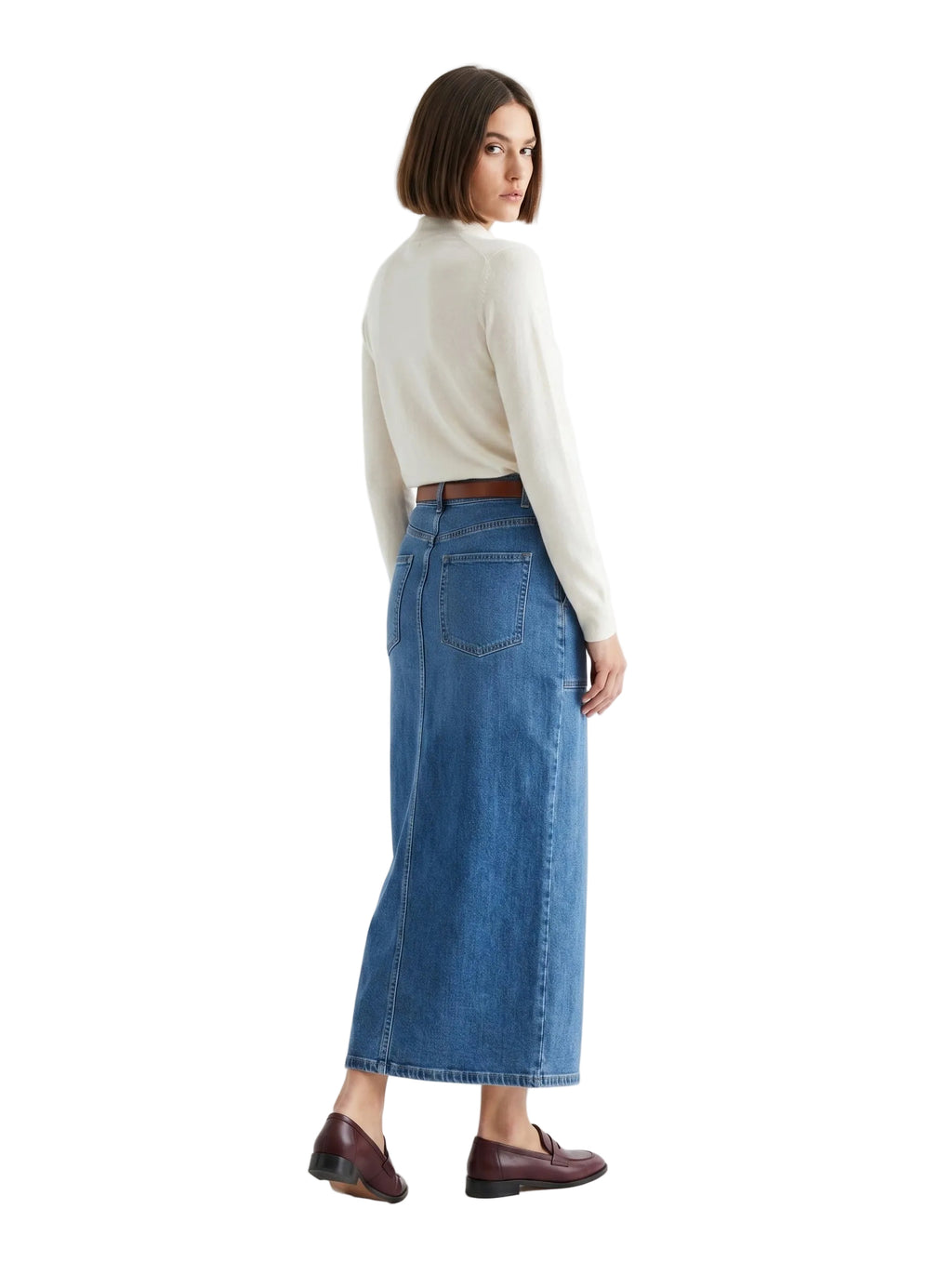 Falda Midi Denim Bolsillos & Abertura
