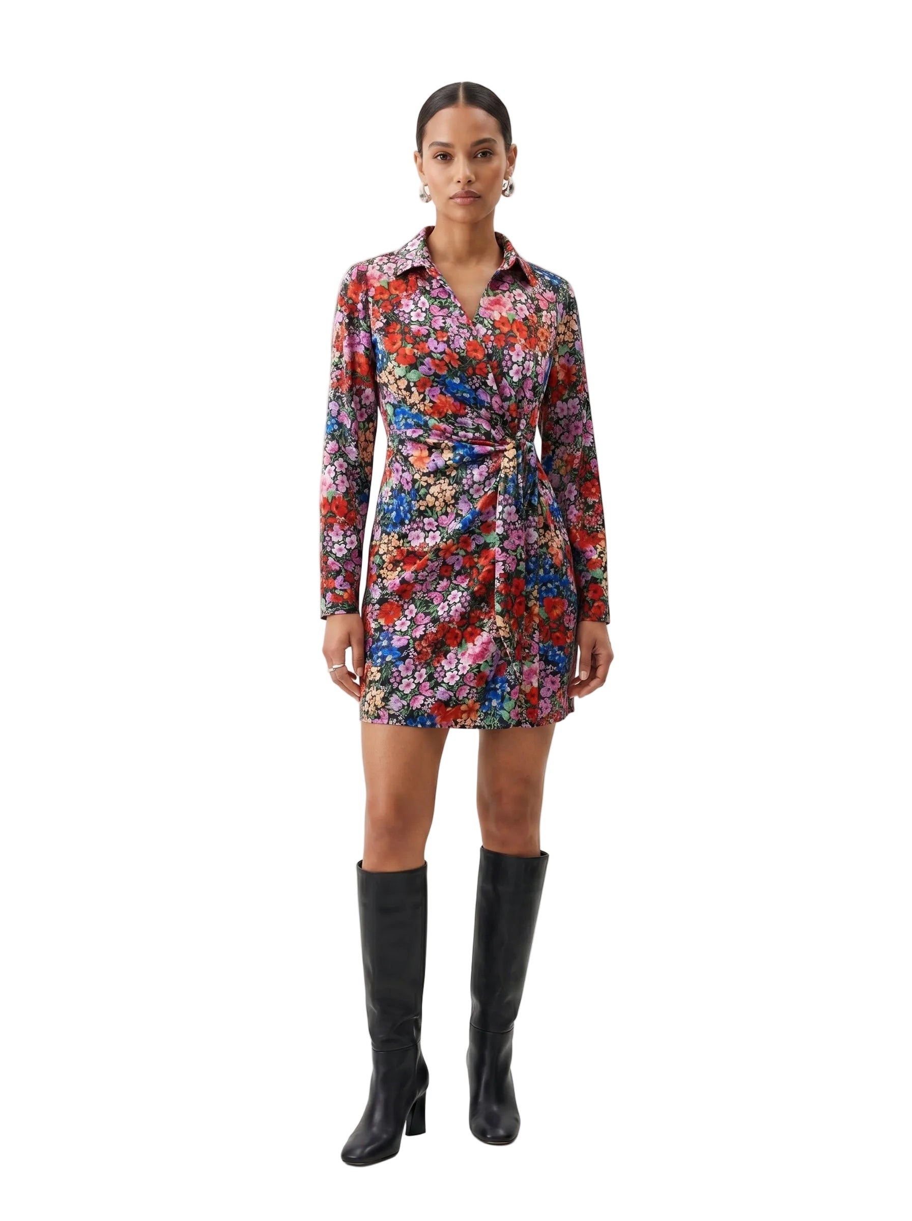 Vestido Camisero Floral Cruzado