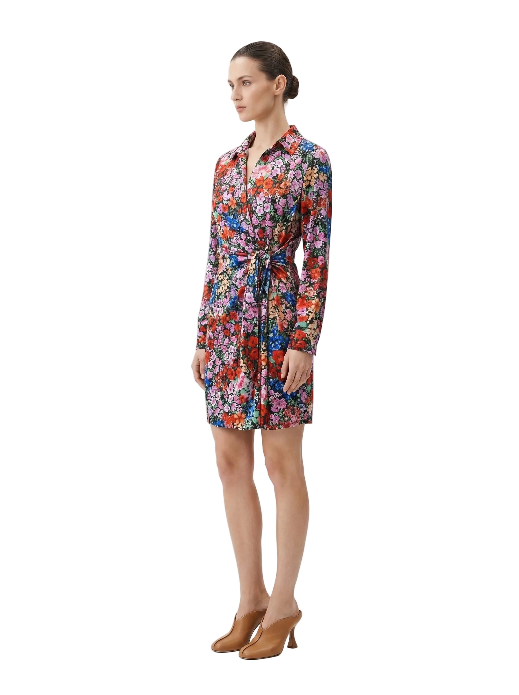 Vestido Camisero Floral Cruzado
