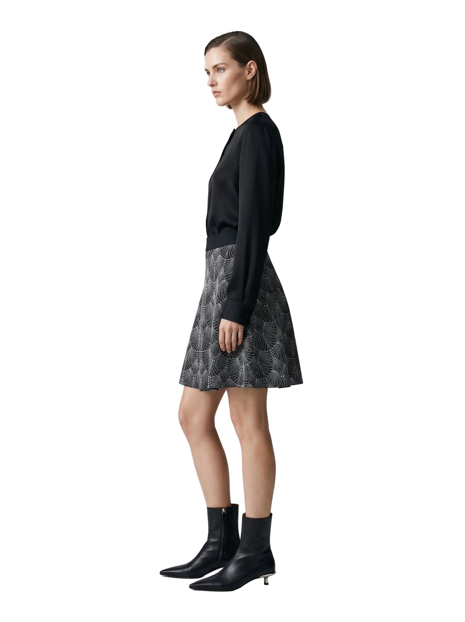 Falda Estampado Art Déco — Negro & Plata