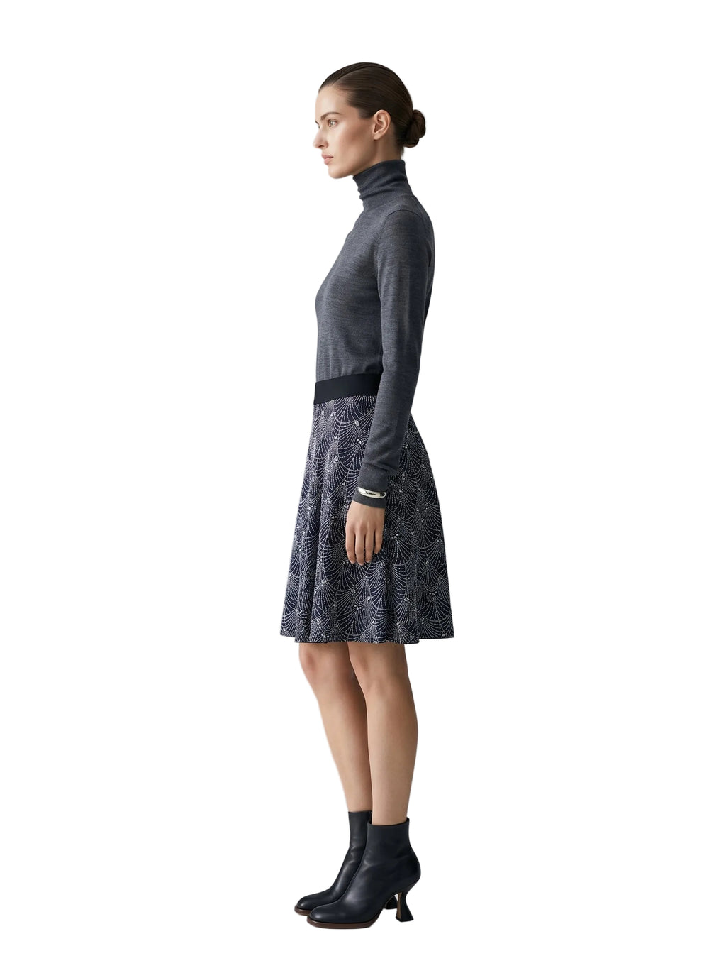 Falda Estampado Art Déco — Negro & Plata