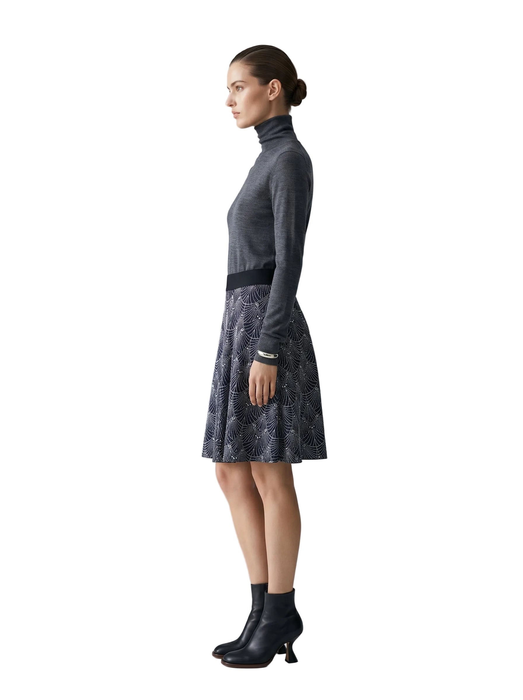 Falda Estampado Art Déco — Negro & Plata