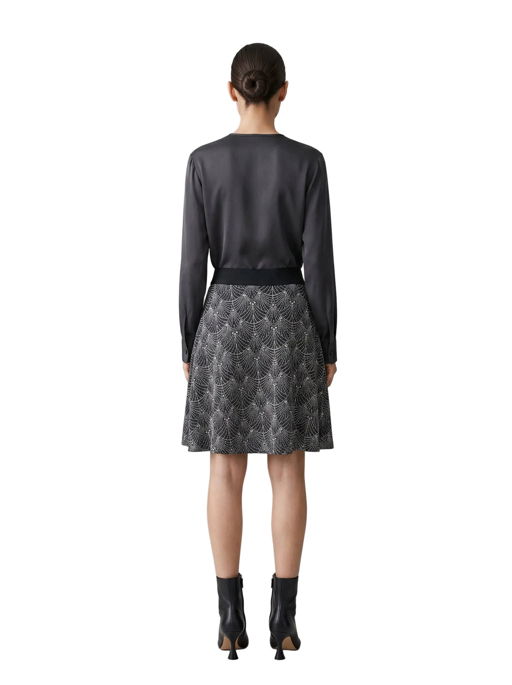 Falda Estampado Art Déco — Negro & Plata