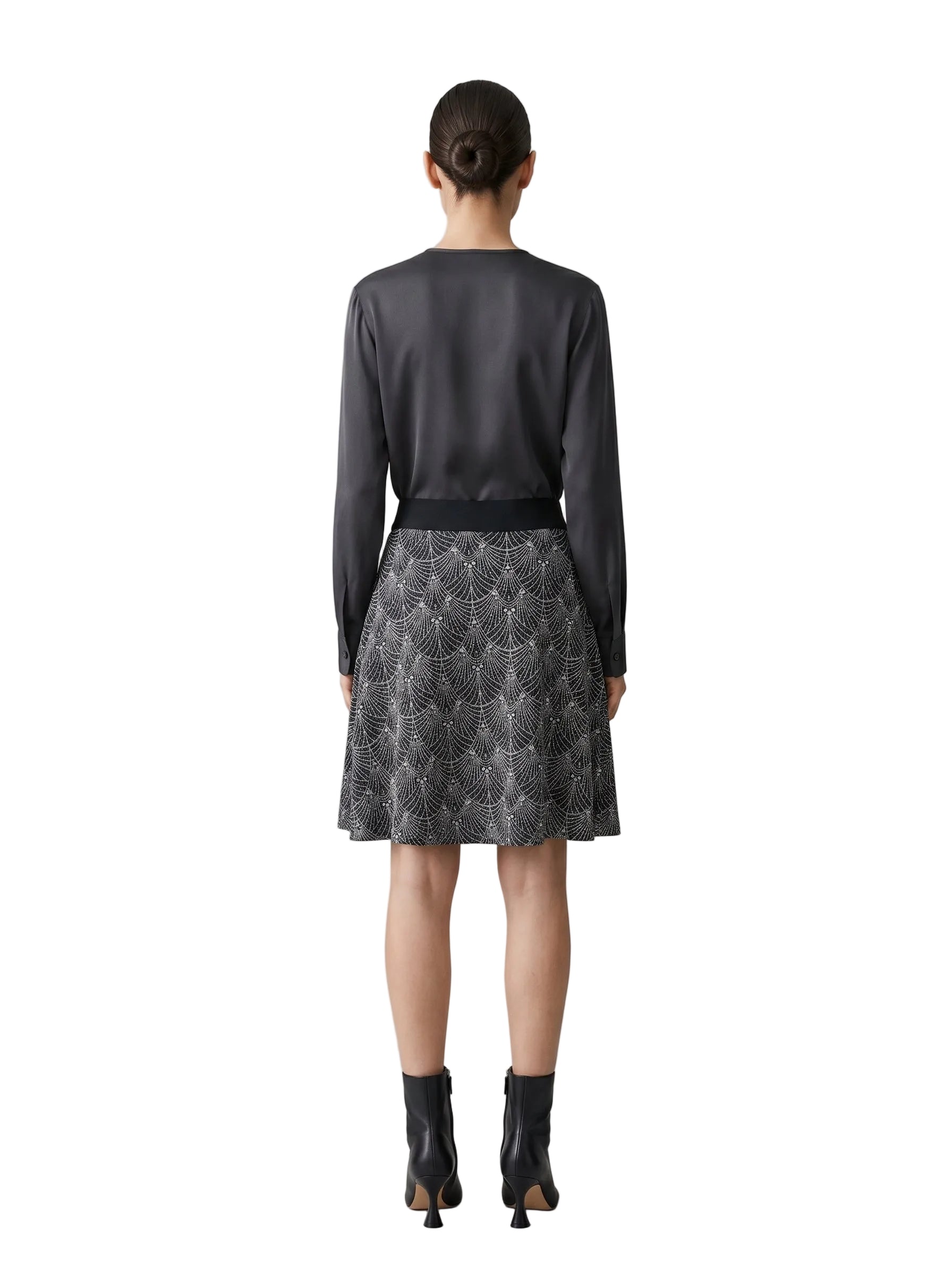 Falda Estampado Art Déco — Negro & Plata