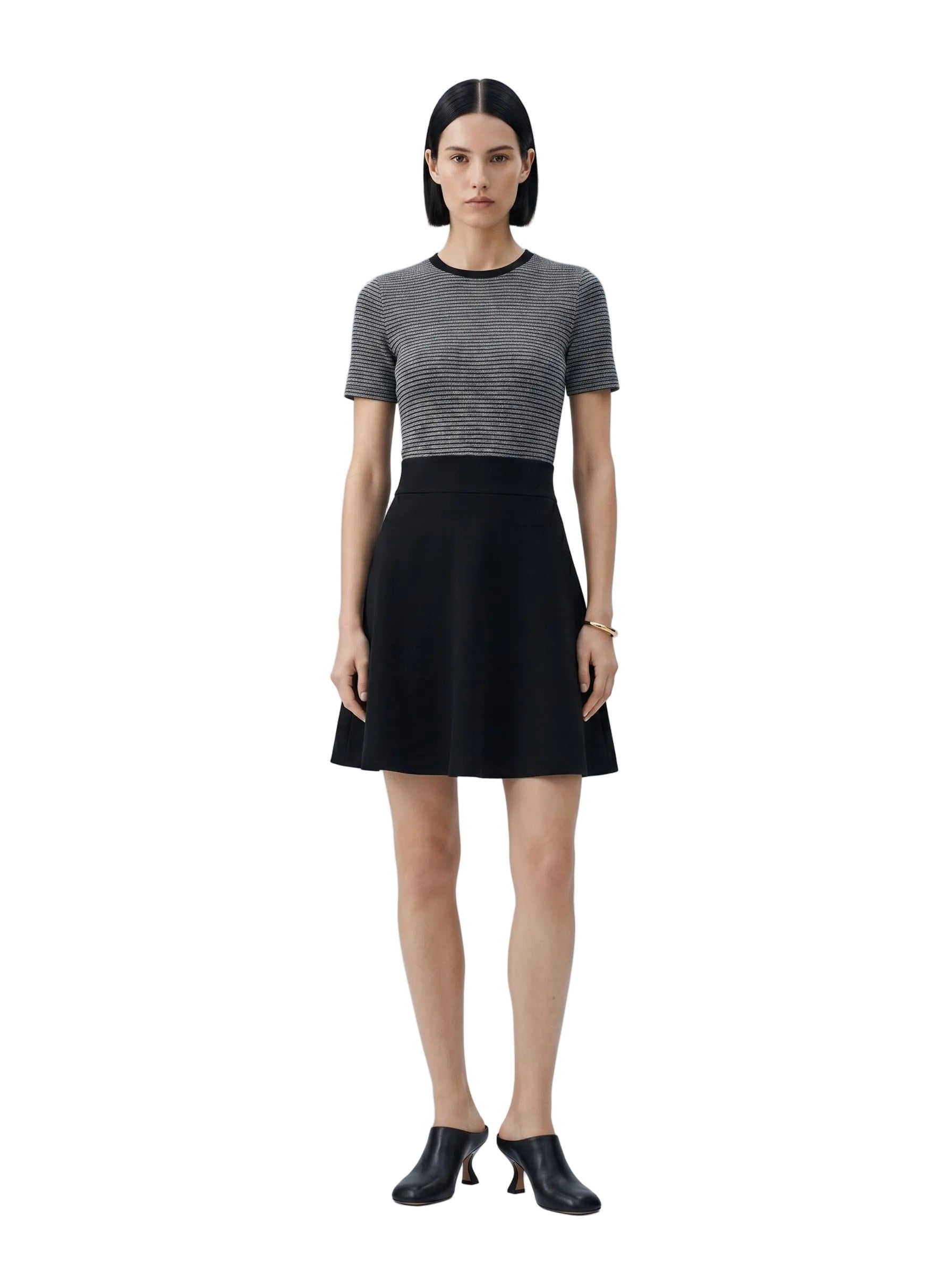 VESTIDO RAYAS NEGRO CON GRIS