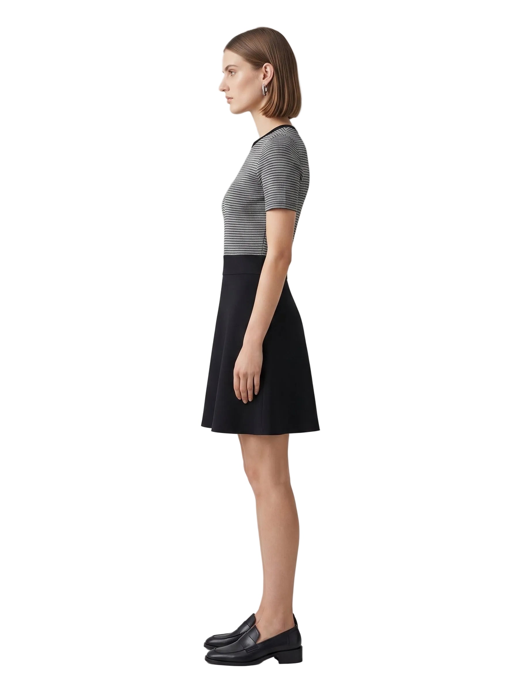 VESTIDO RAYAS NEGRO CON GRIS