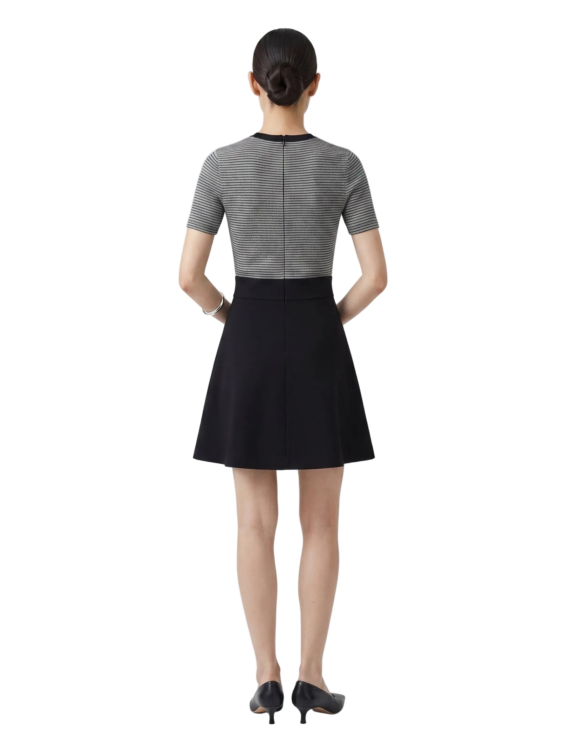 VESTIDO RAYAS NEGRO CON GRIS