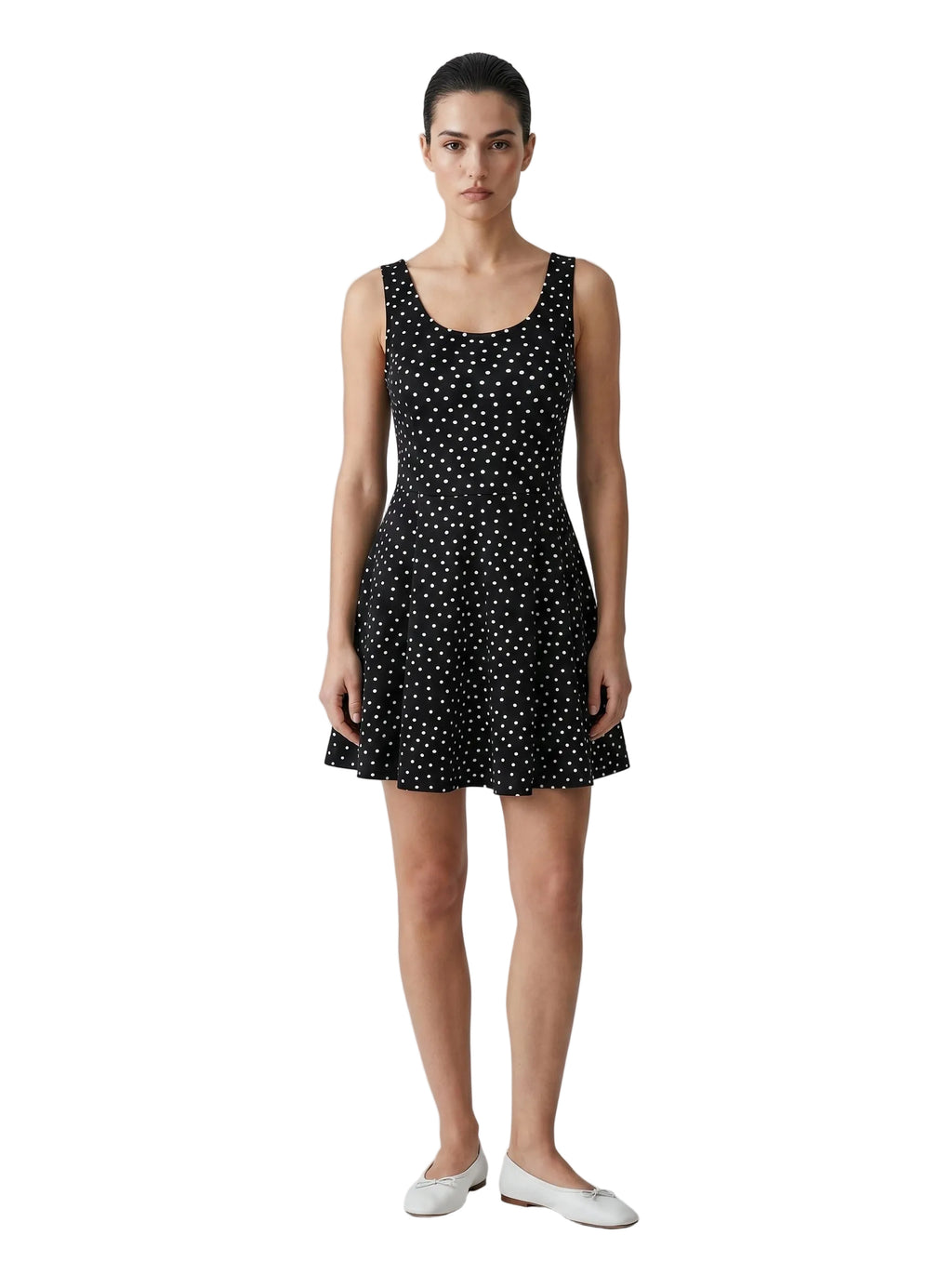 VESTIDO BOLITAS NEGRO CON BLANCO