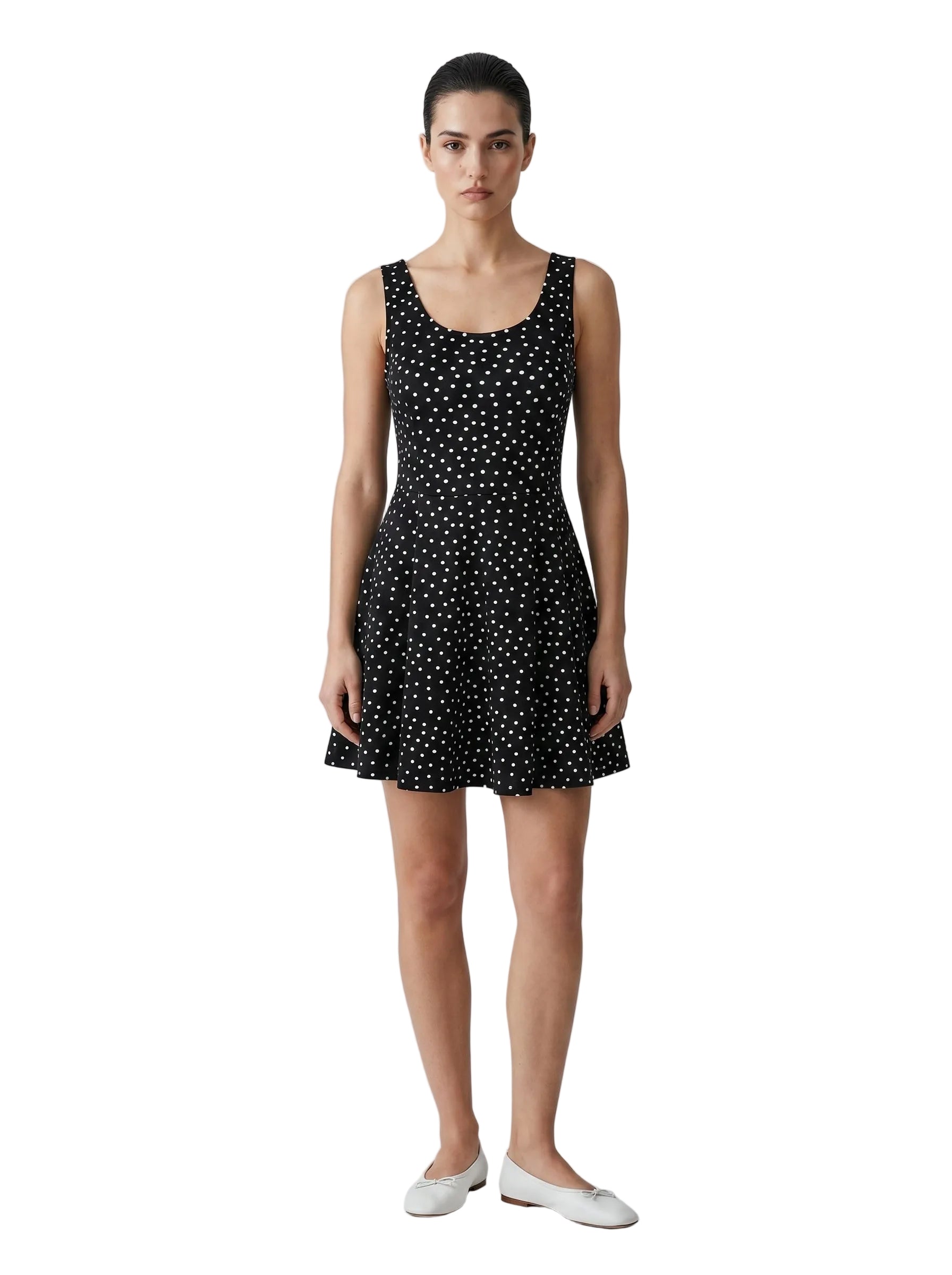 VESTIDO BOLITAS NEGRO CON BLANCO