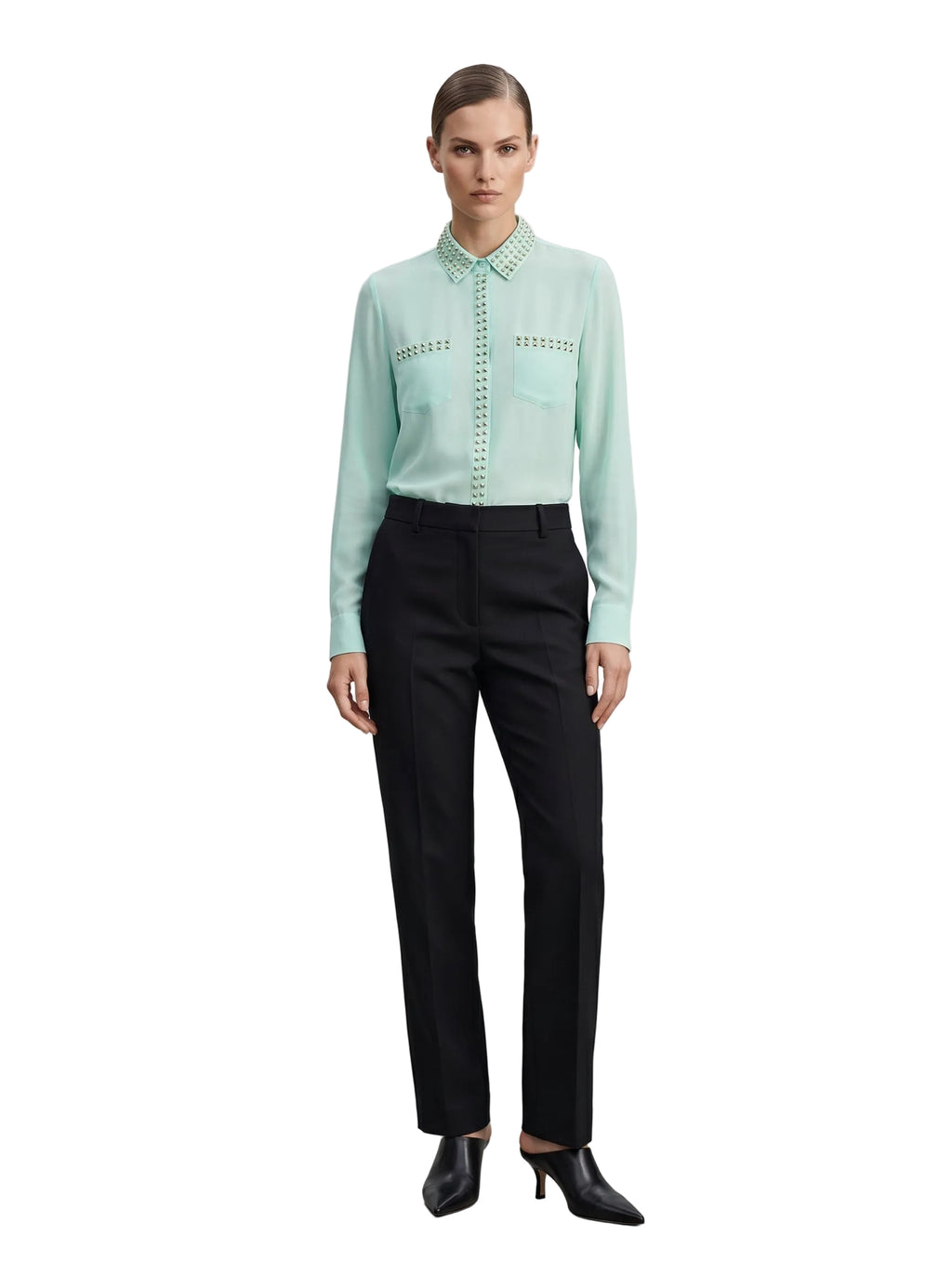 Camisa Menta Tachas Doradas