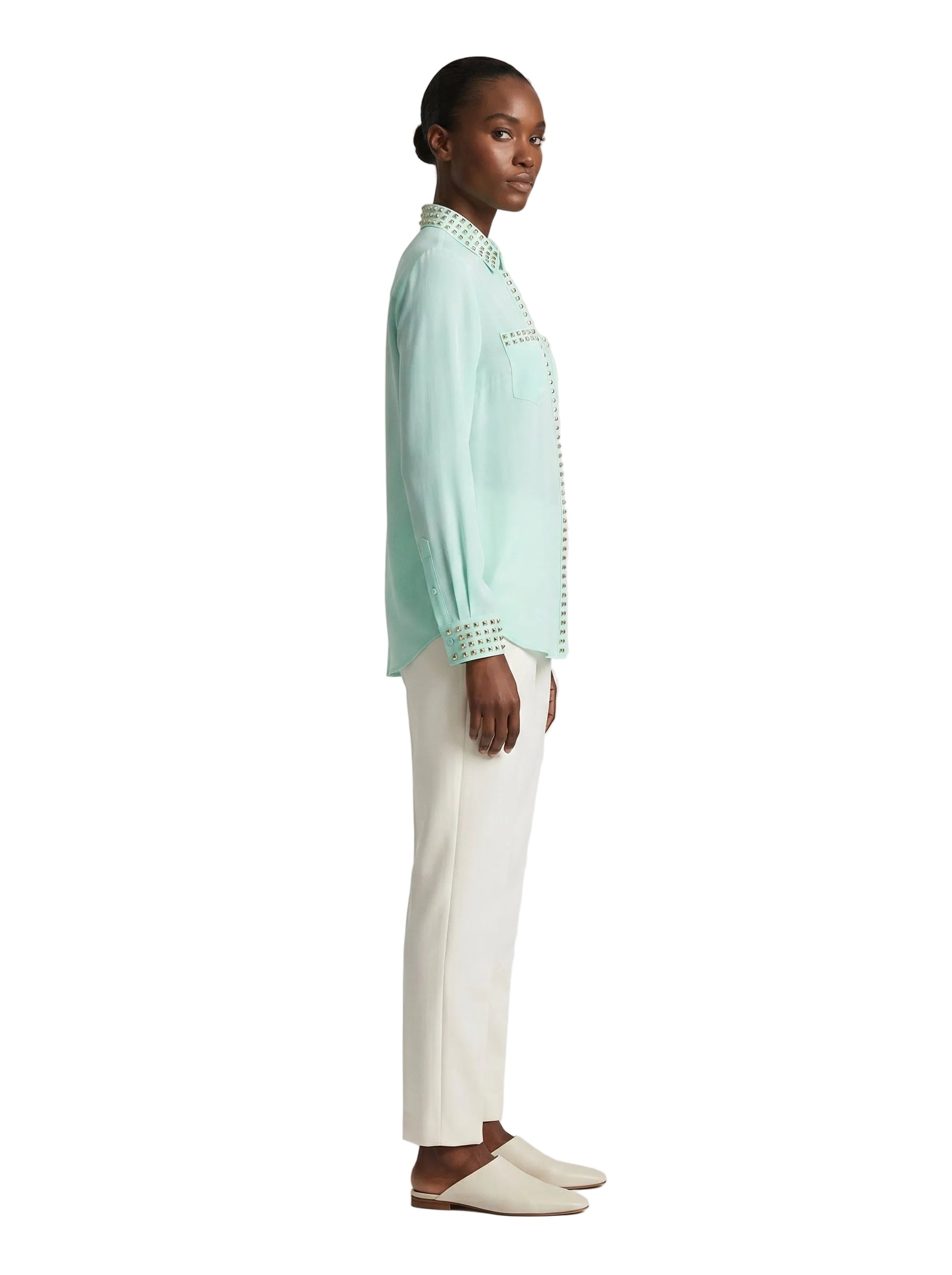 Camisa Menta Tachas Doradas