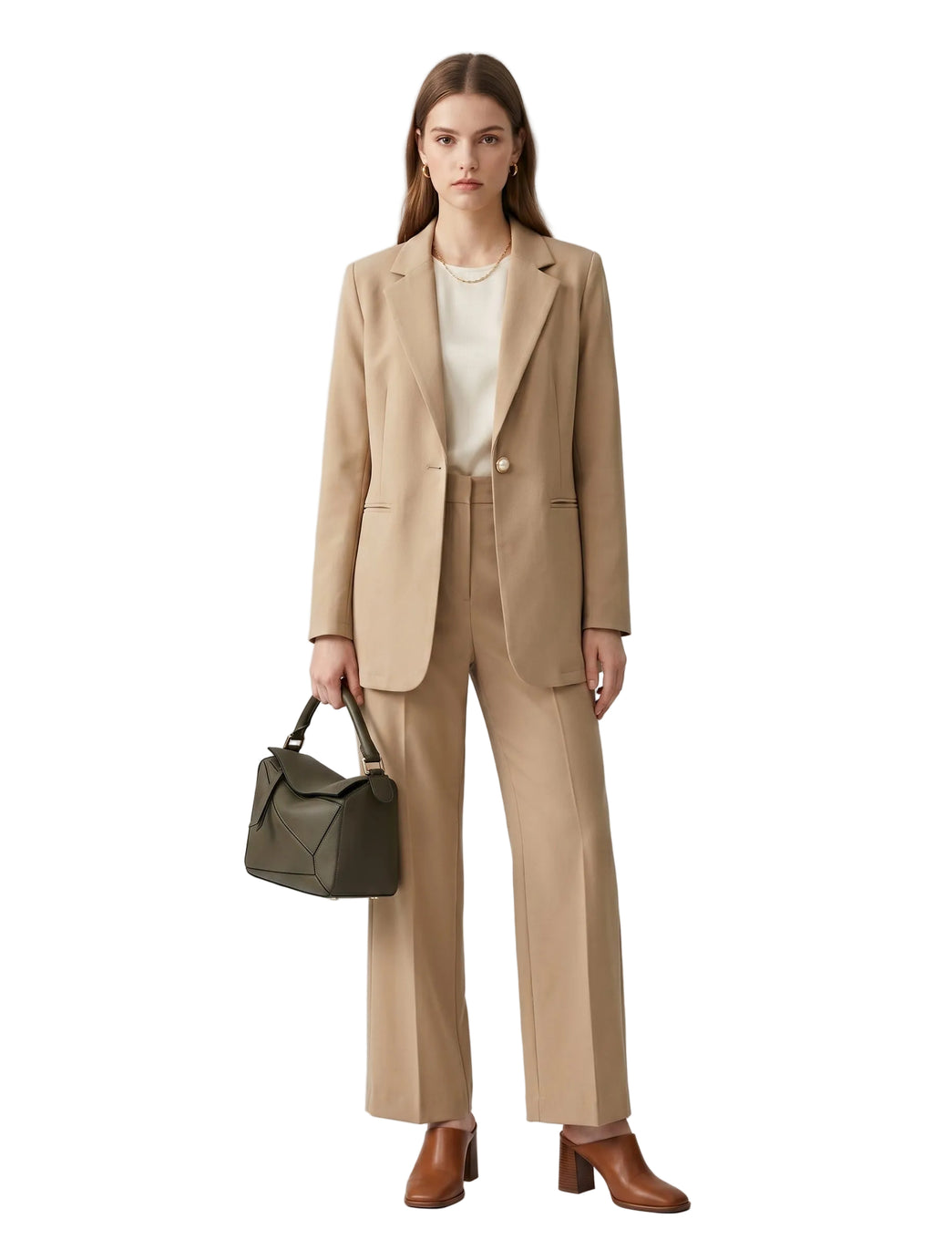 Blazer Camel Botón Perla