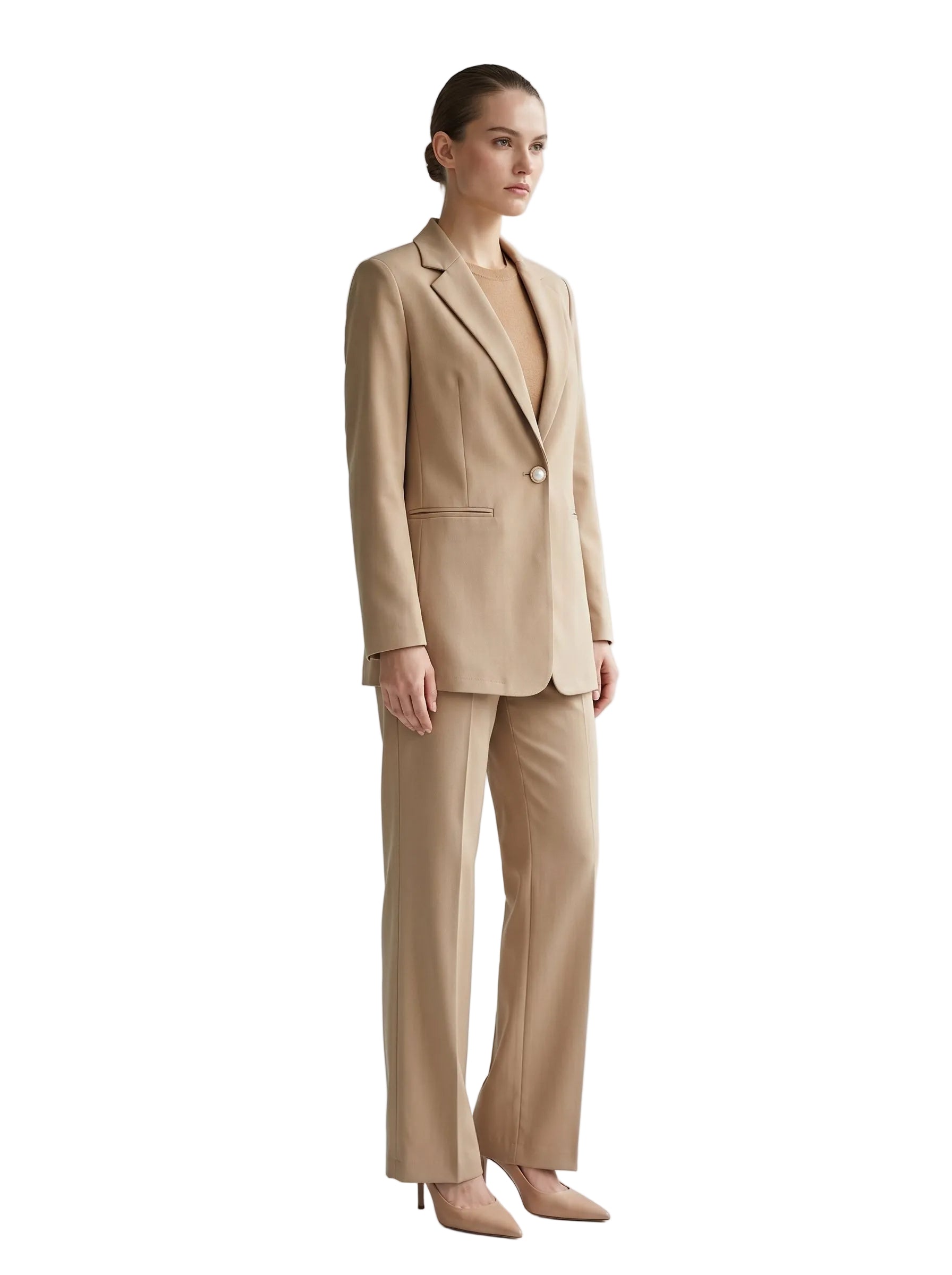 Blazer Camel Botón Perla