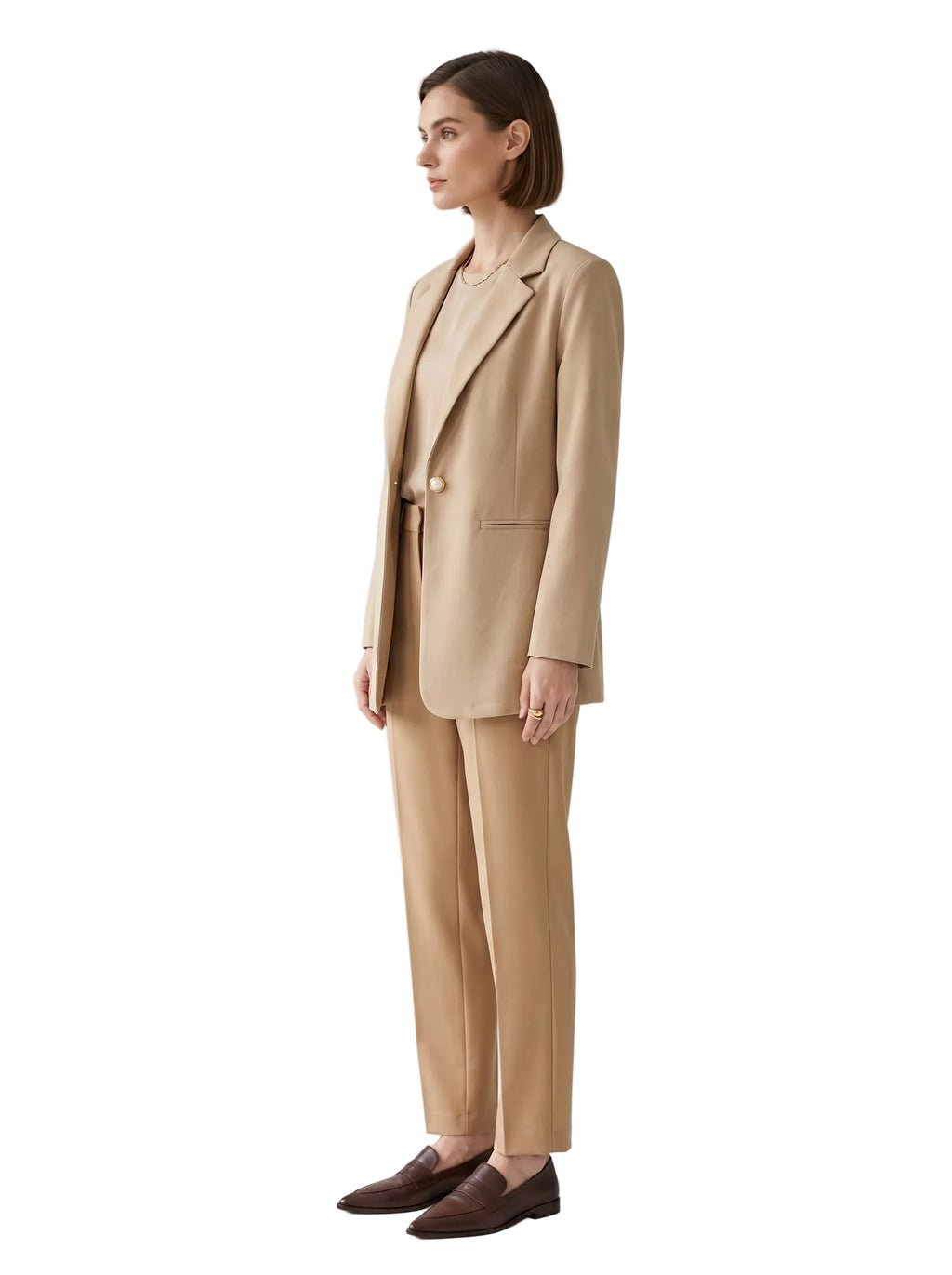 Blazer Camel Botón Perla