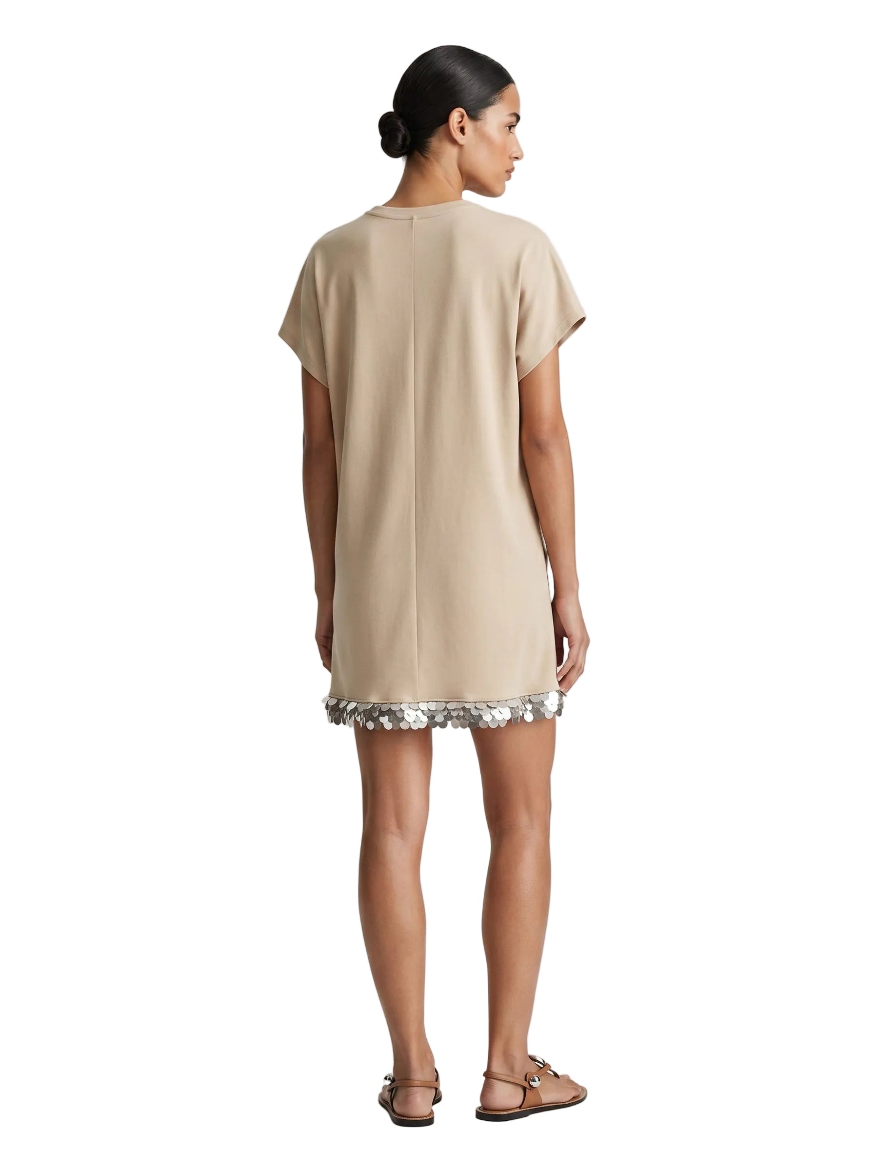Vestido Nude Lentejuelas Plateadas
