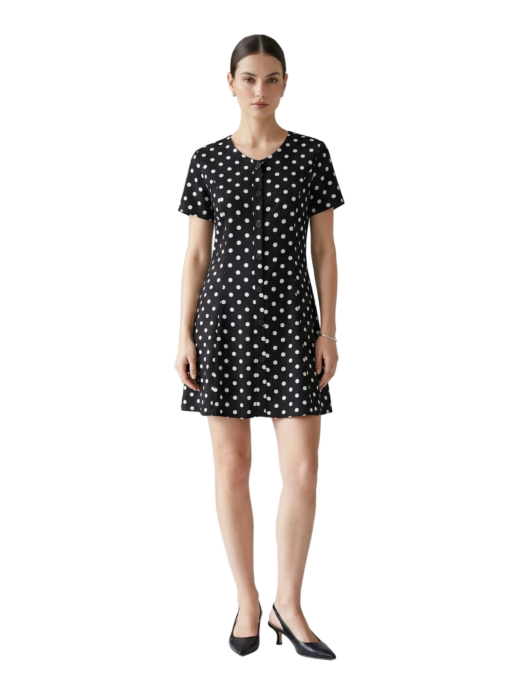 Vestido Lunares Retro Botonado